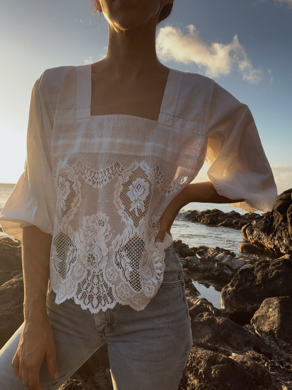 SOLD OUT Full Sleeve with Lace Blouse Top