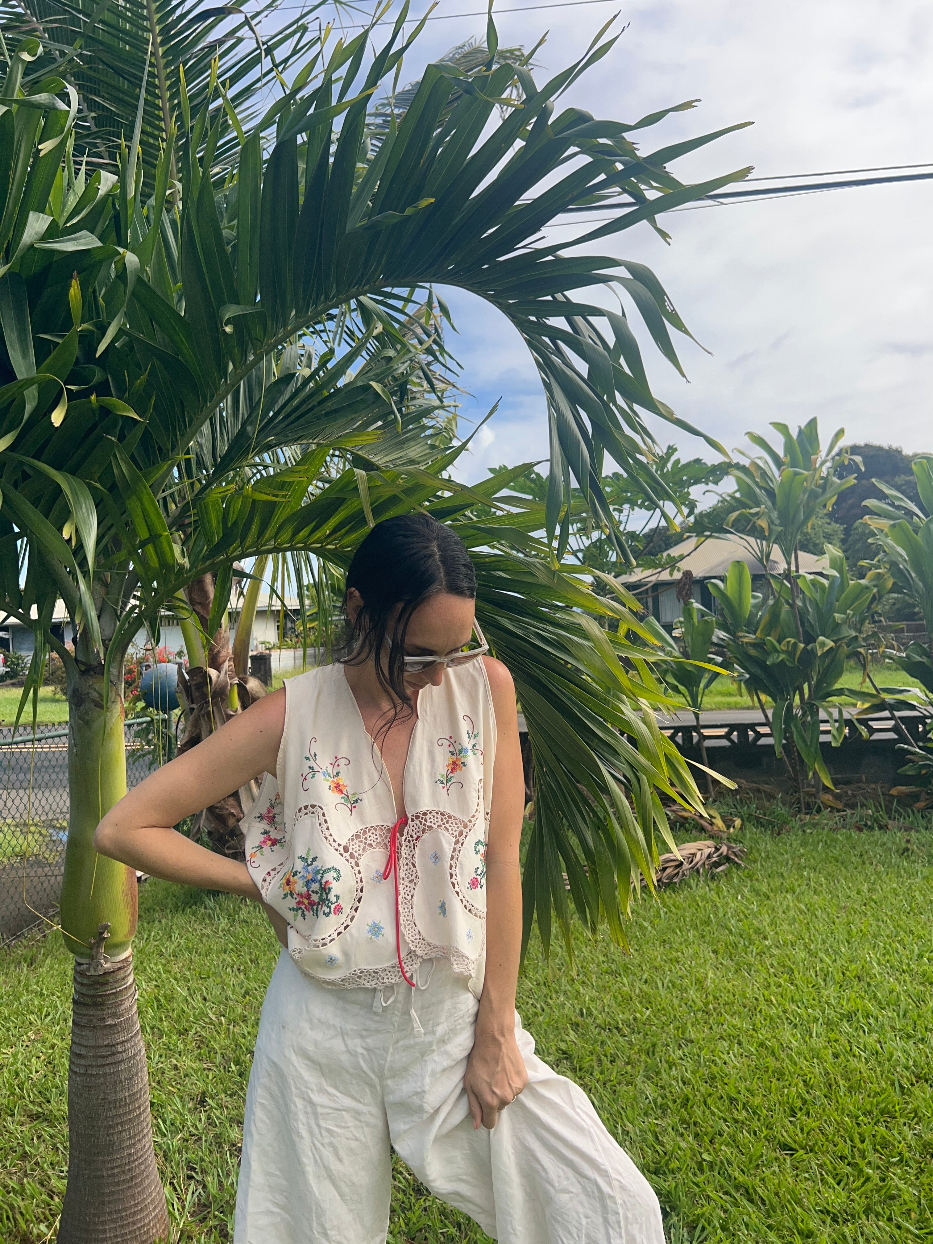 An Embroidered Floral Top