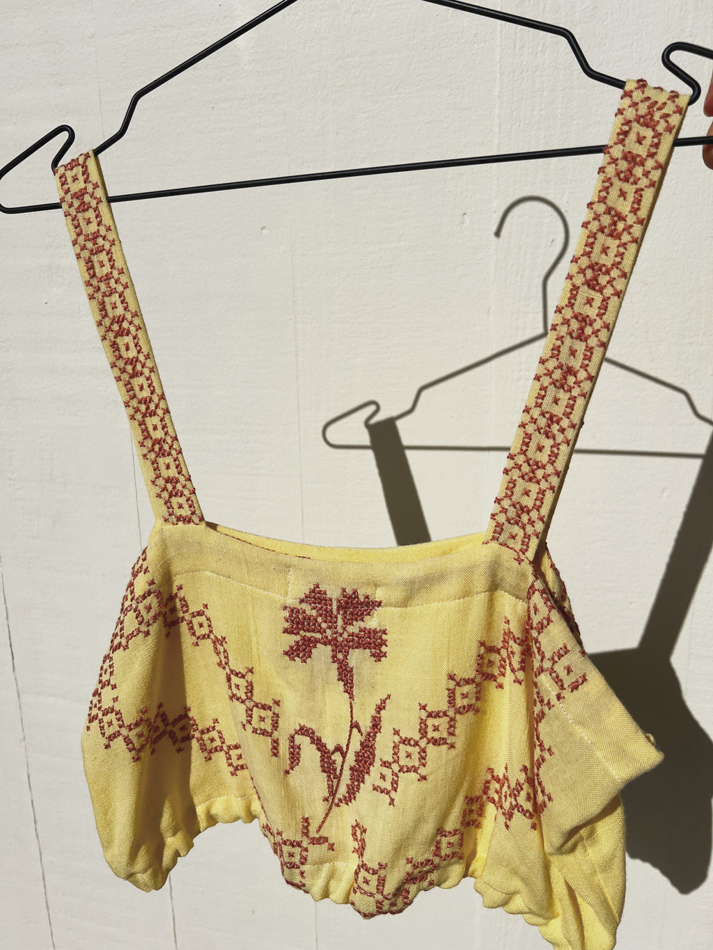 A Bralette top in yellow embroidered