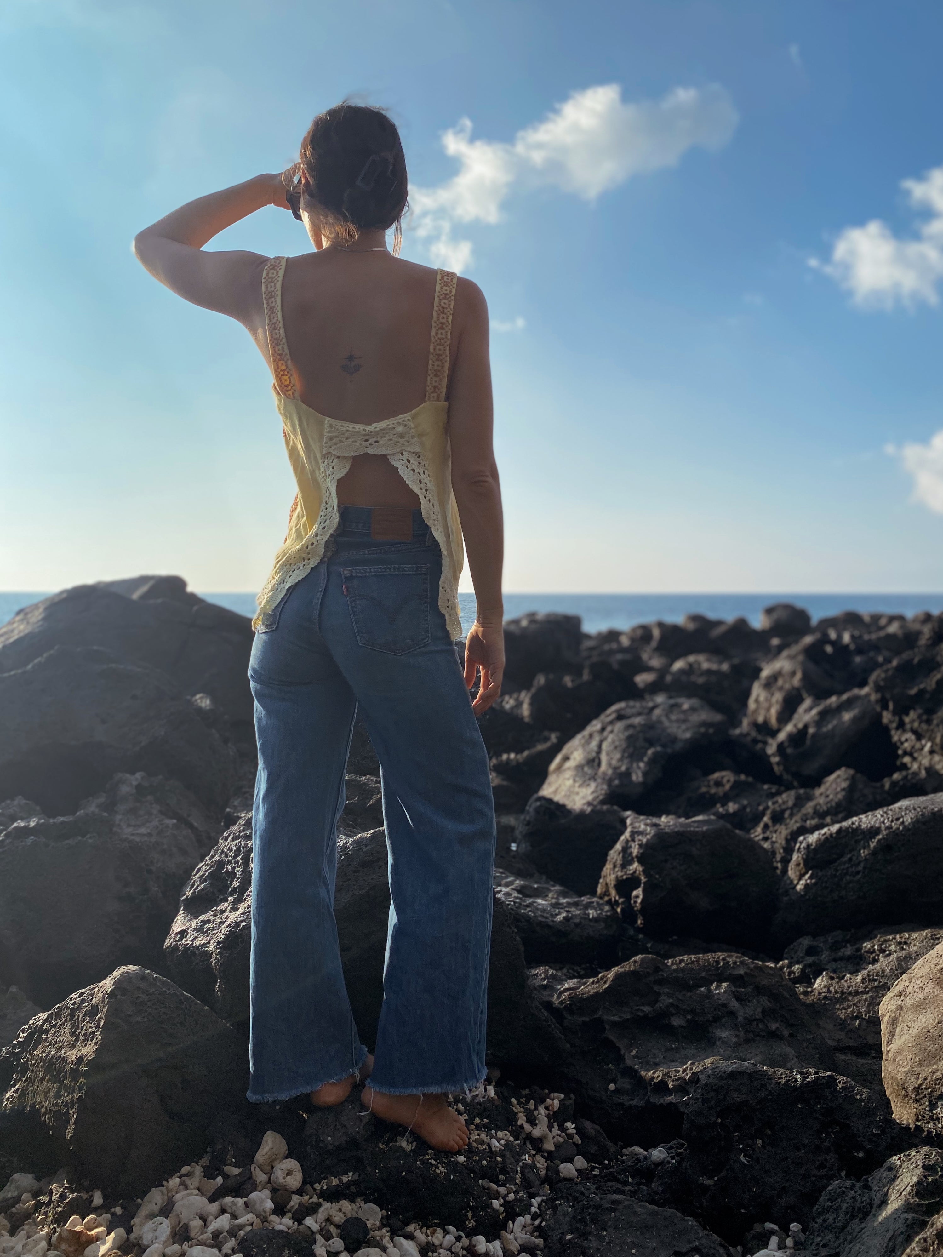 SOLD OUT Yellow Table Cloth Embroidered Tank Top