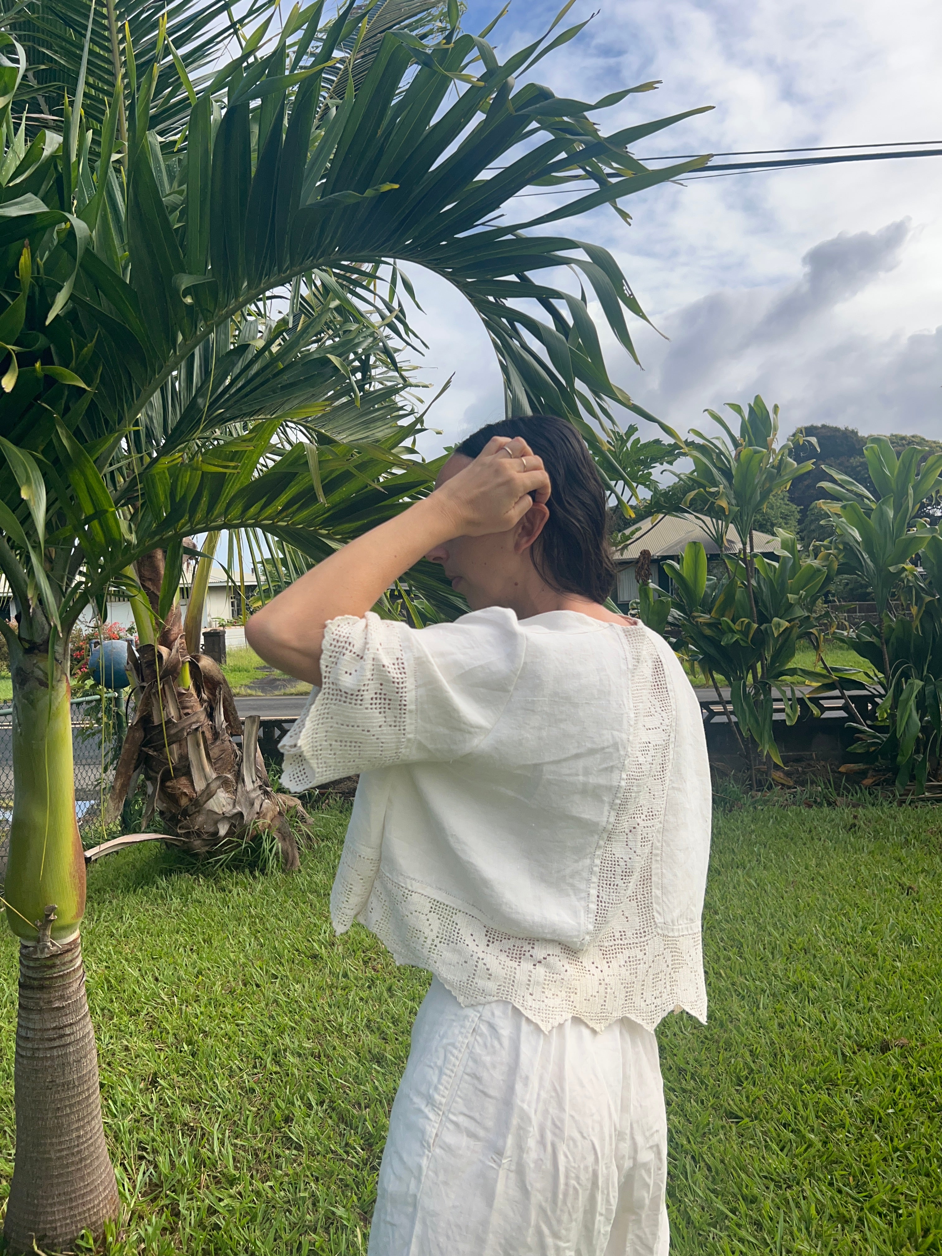 A Crochet Edge Linen Top