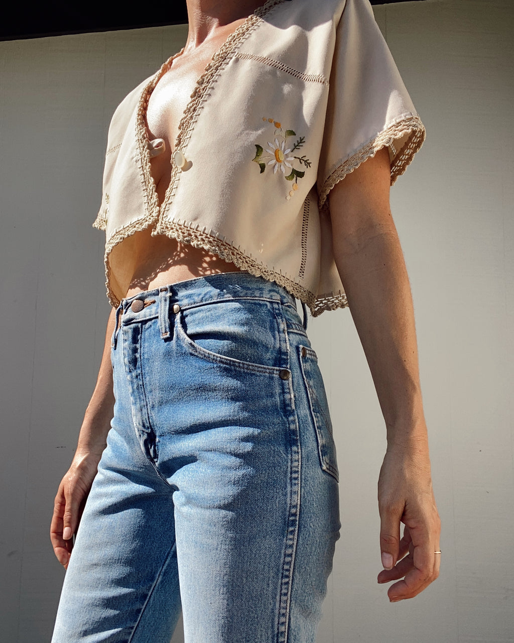 SOLD OUT Lace Trim Embroidered Top