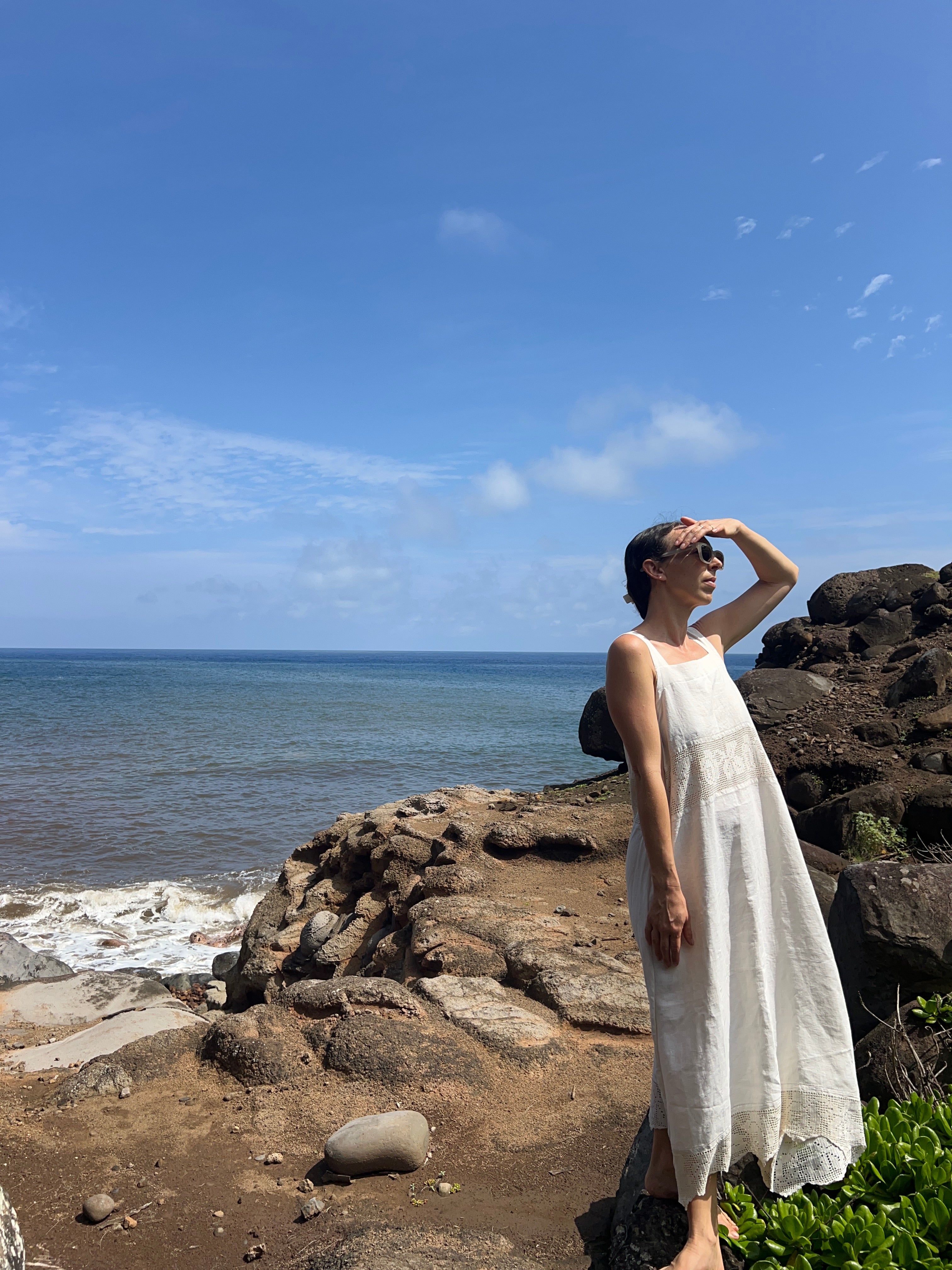 A Crochet Edge Linen Dress