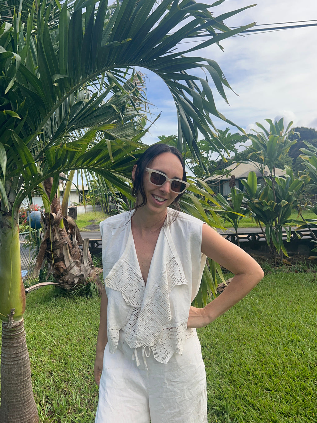 A Crochet Edge Linen Top 2