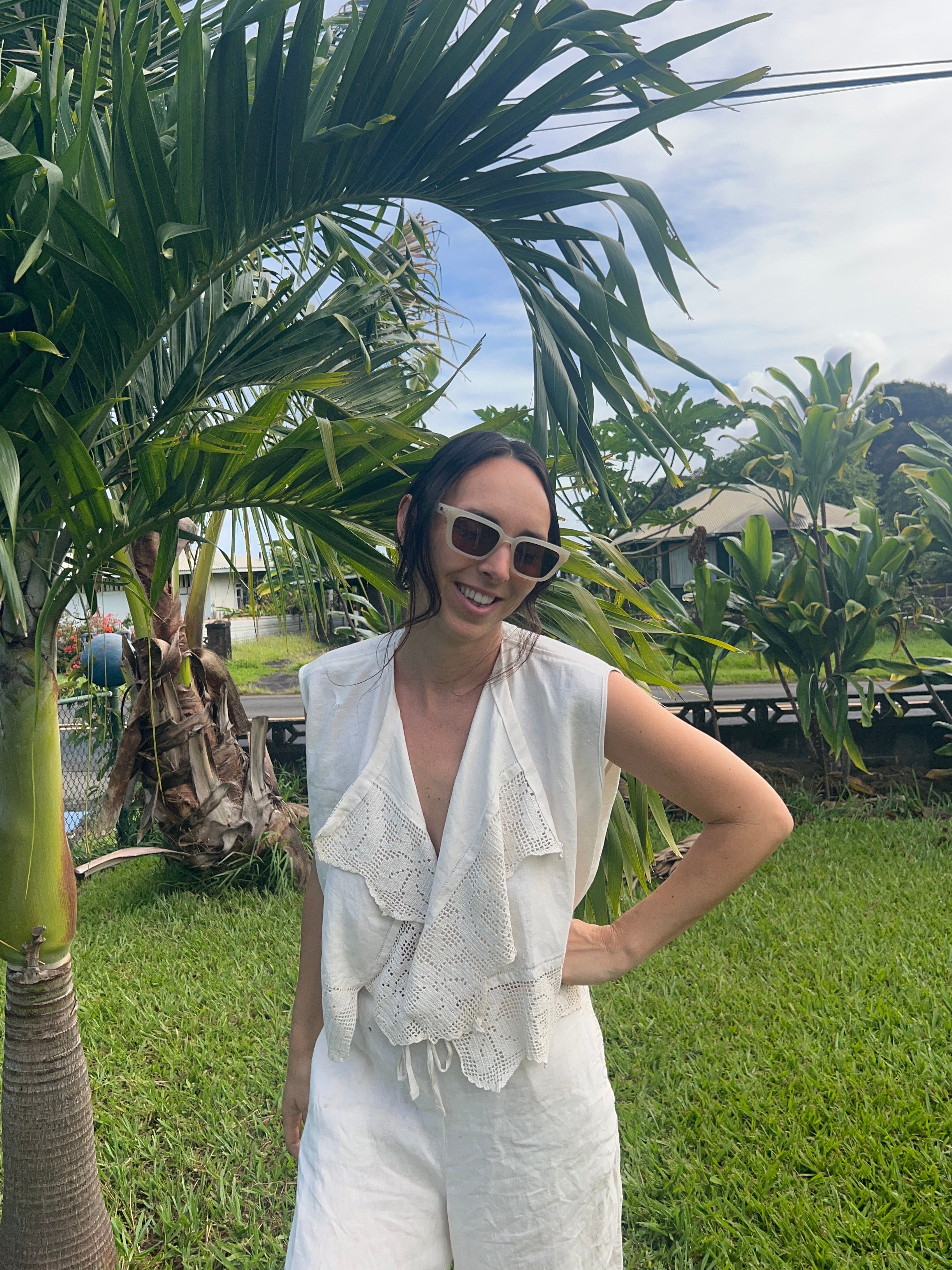 A Crochet Edge Linen Top 2
