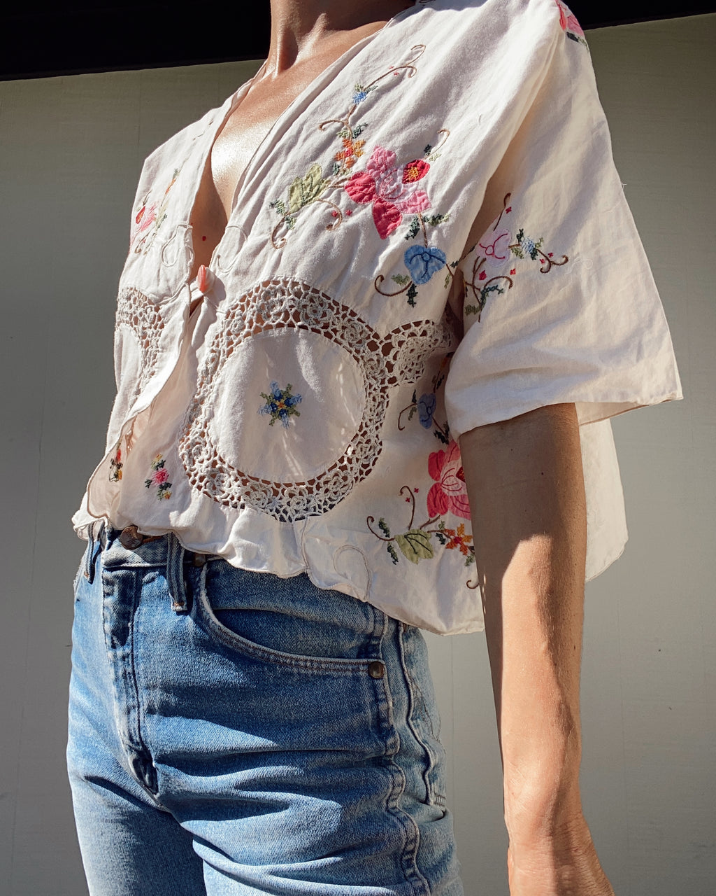 SOLD OUT Table cloth Embroidered Crop Top