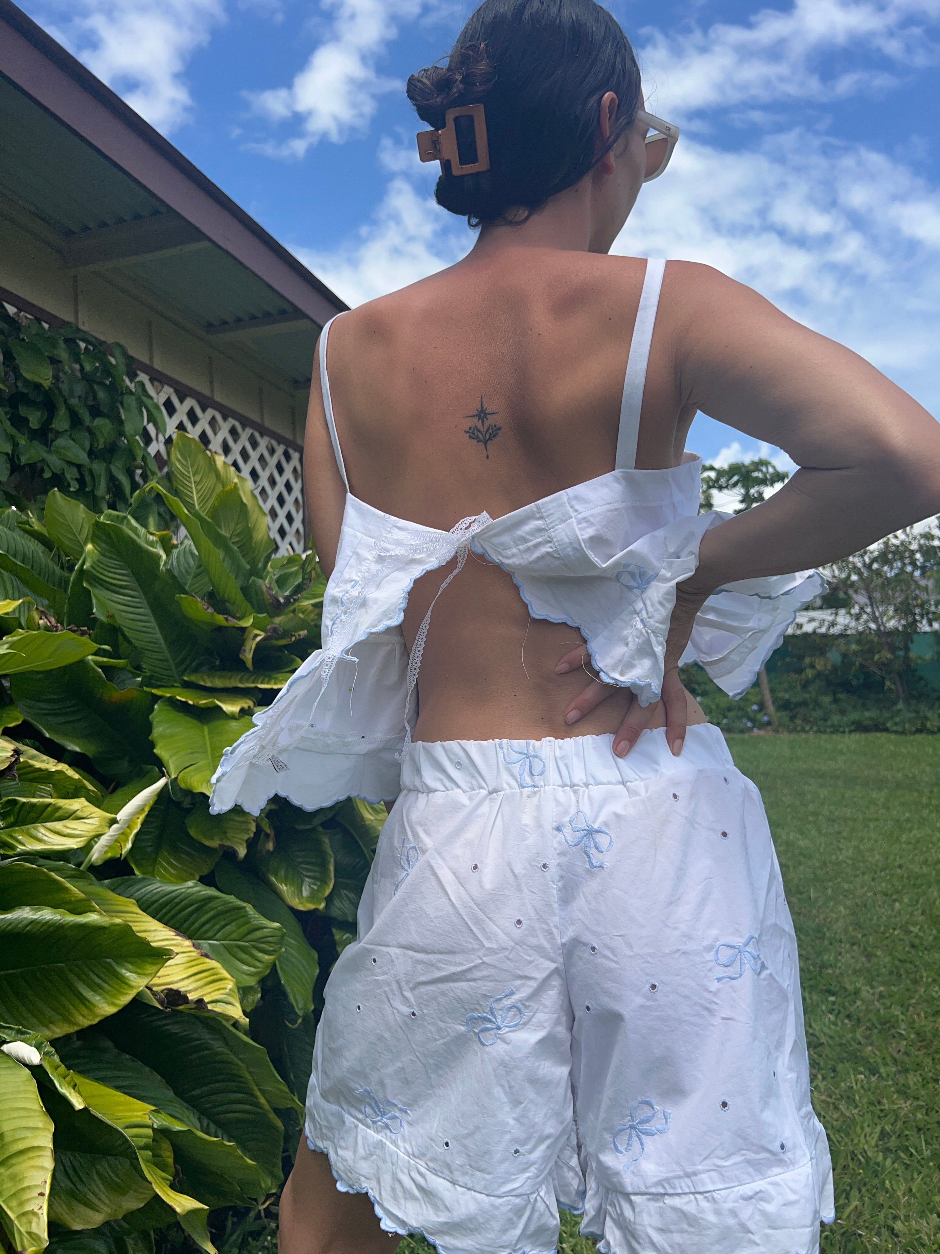 A Pillowcase Top with Embroidered bows