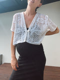 A Lace Button Front Crop Top