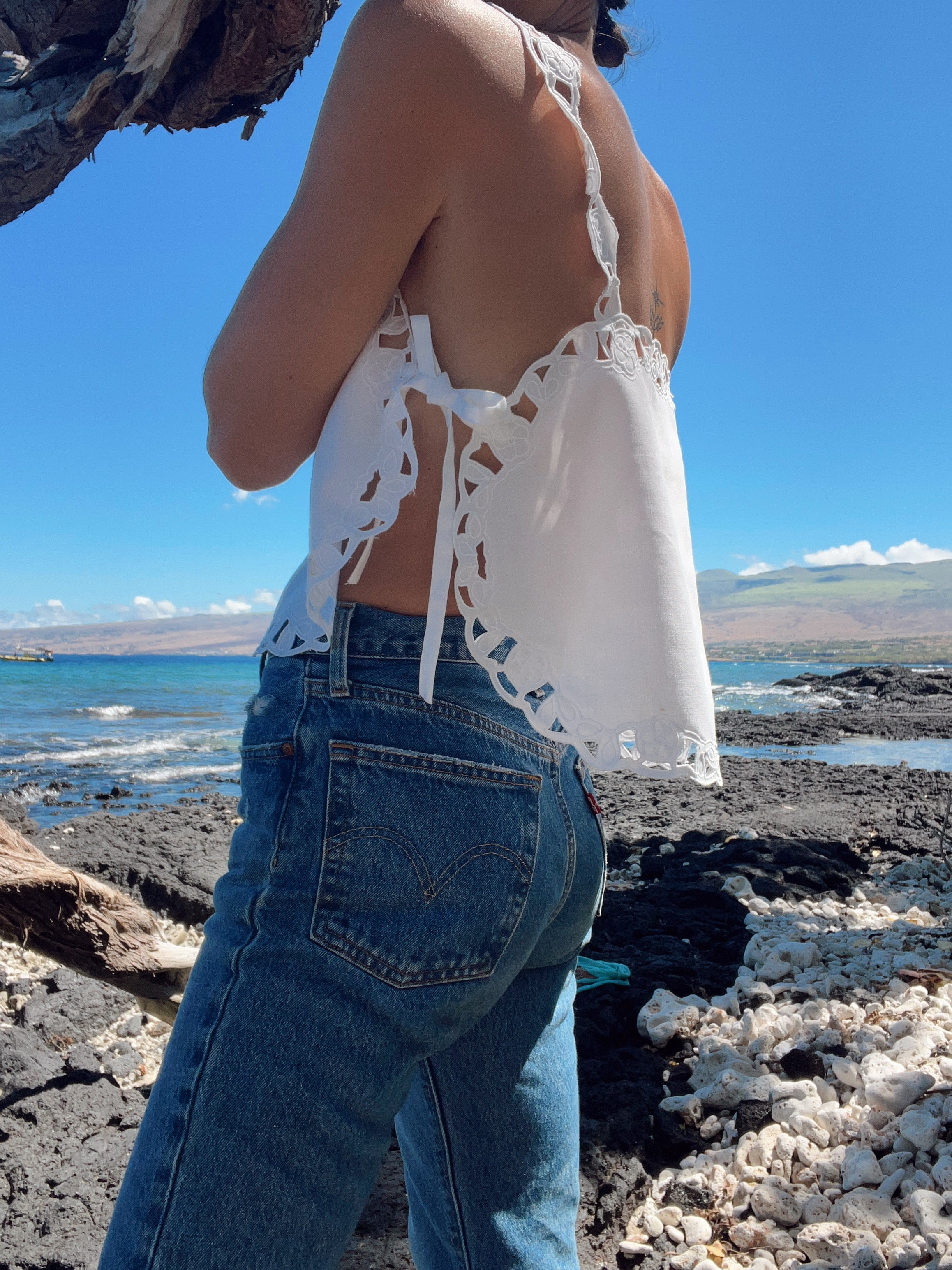 SOLD OUT Tie Side Tank Top with Lace straps