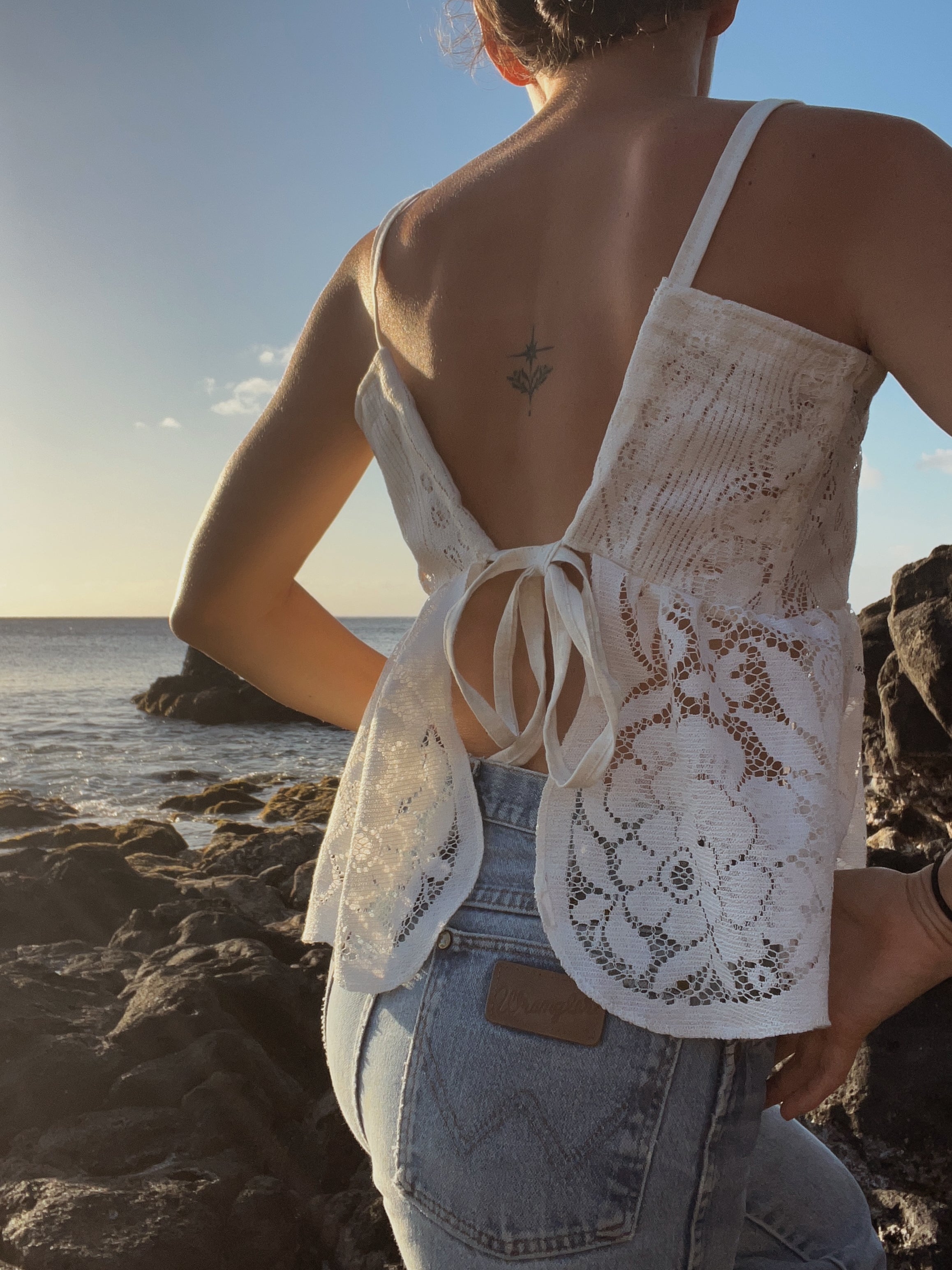 SOLD OUT Lace Peplum Tie Back Top