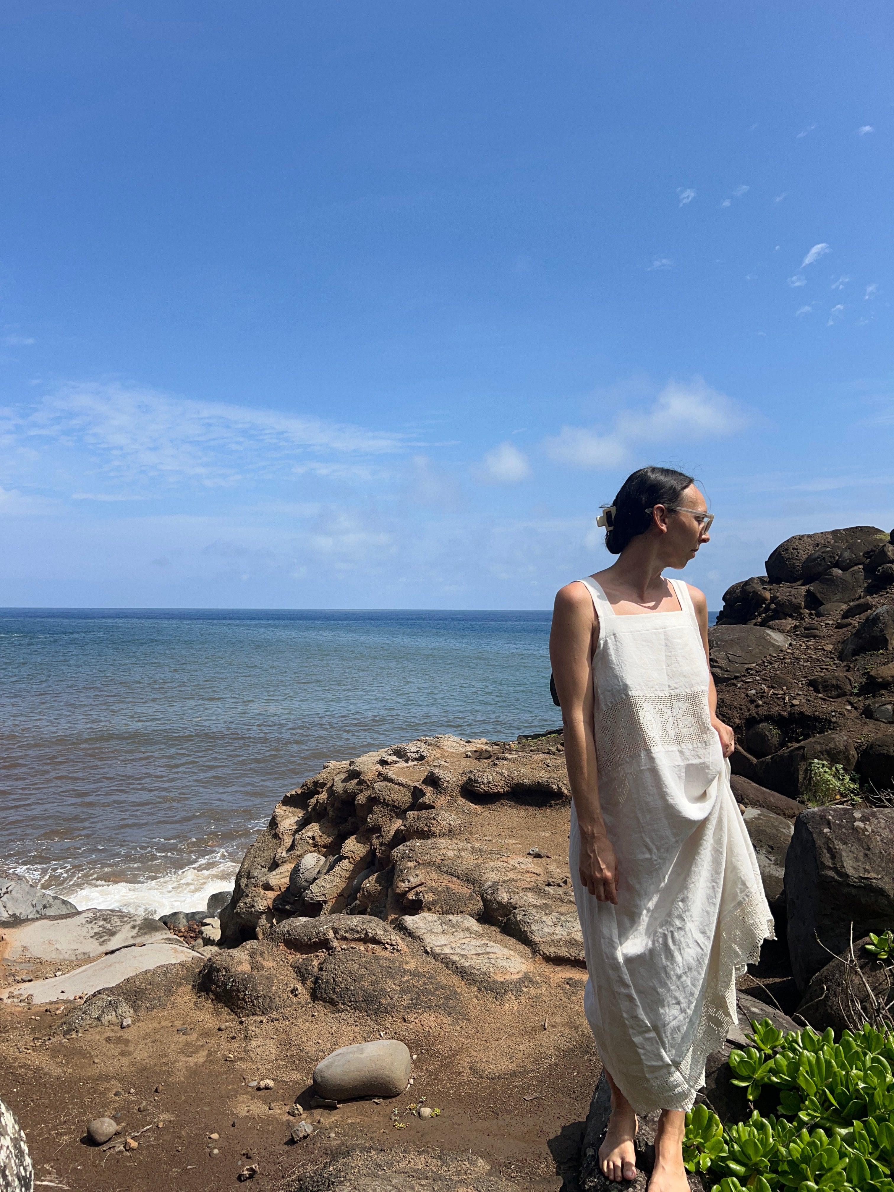 A Crochet Edge Linen Dress