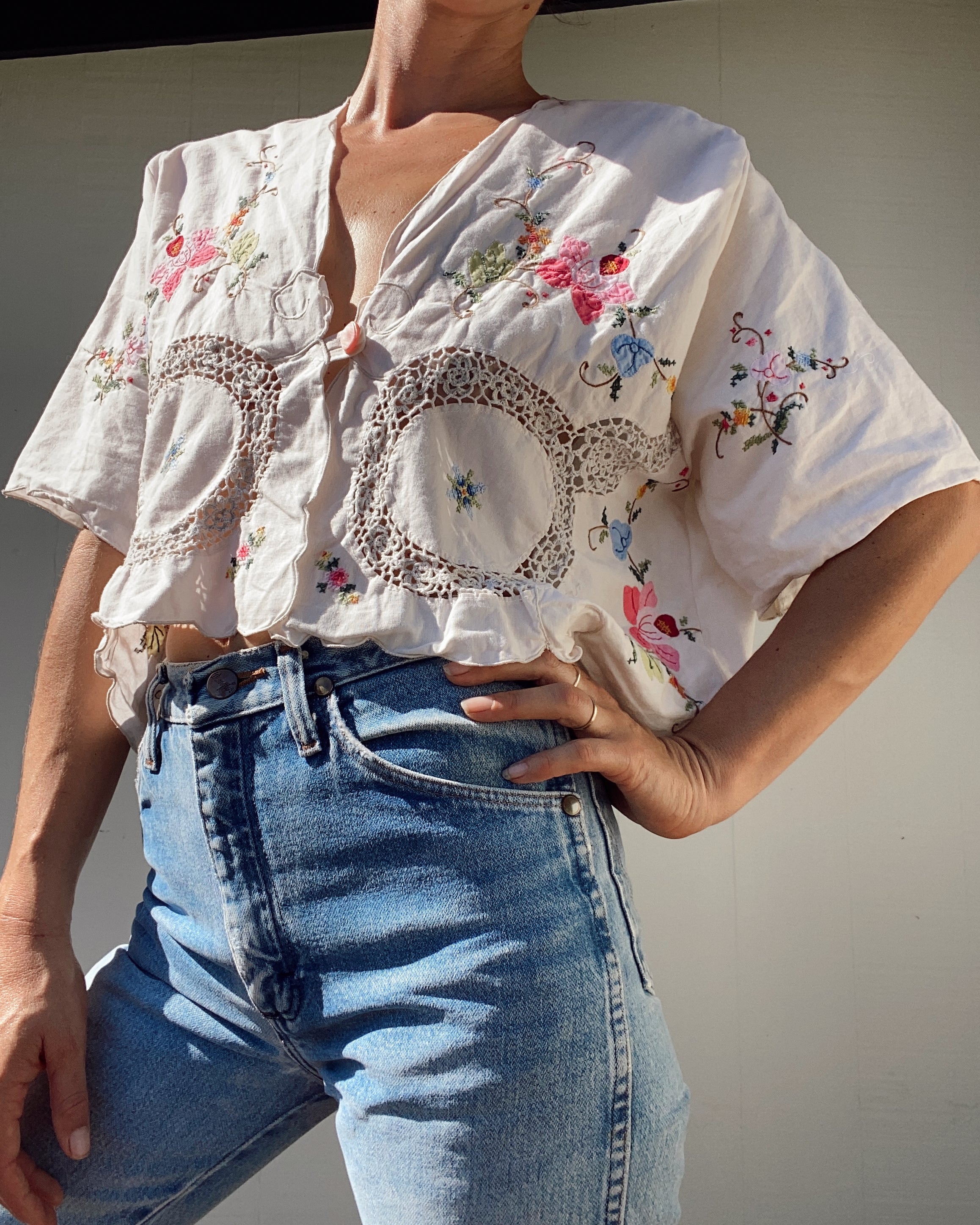 SOLD OUT Table cloth Embroidered Crop Top
