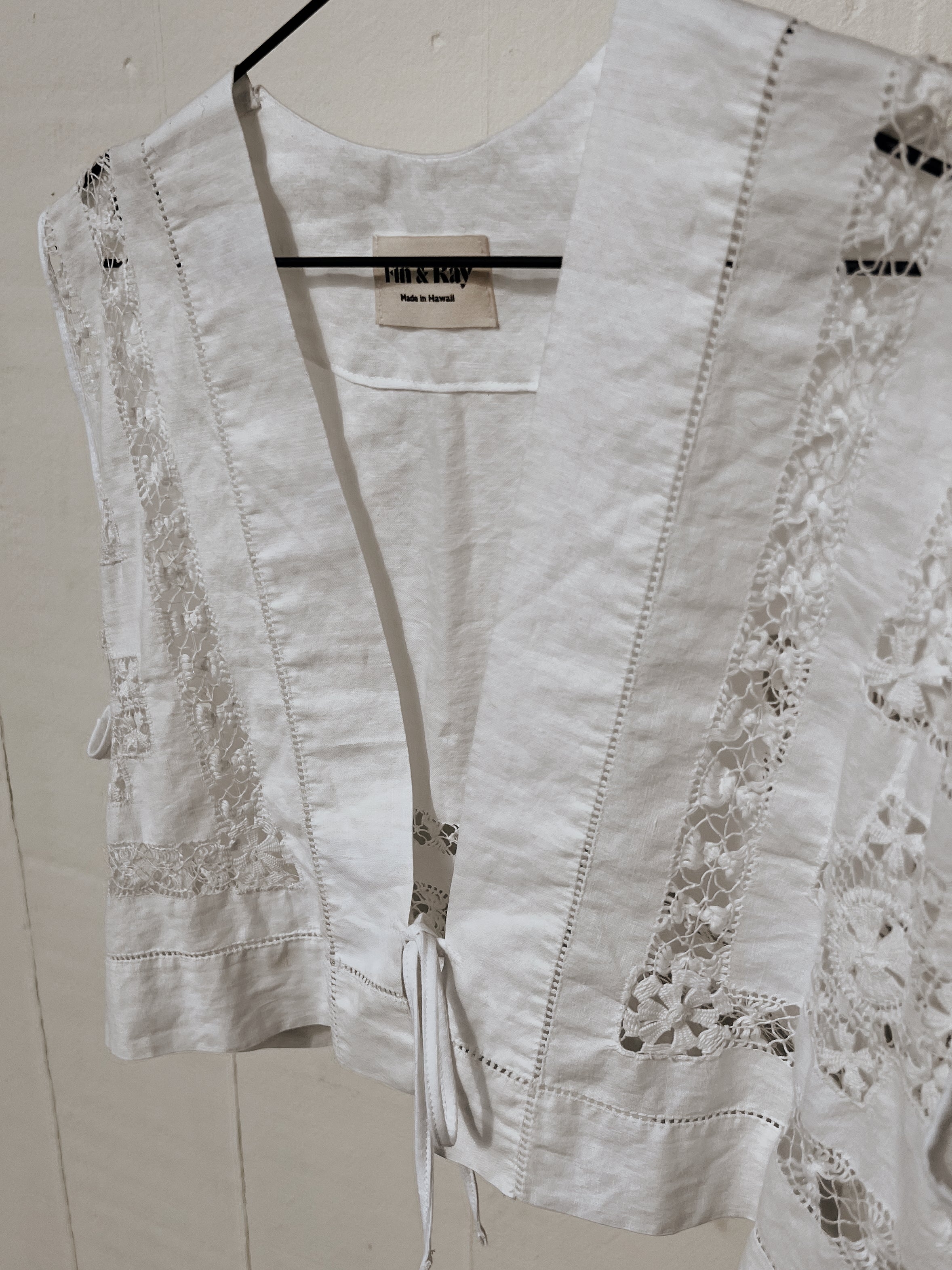 A Tie Front Embroidered Vest Top