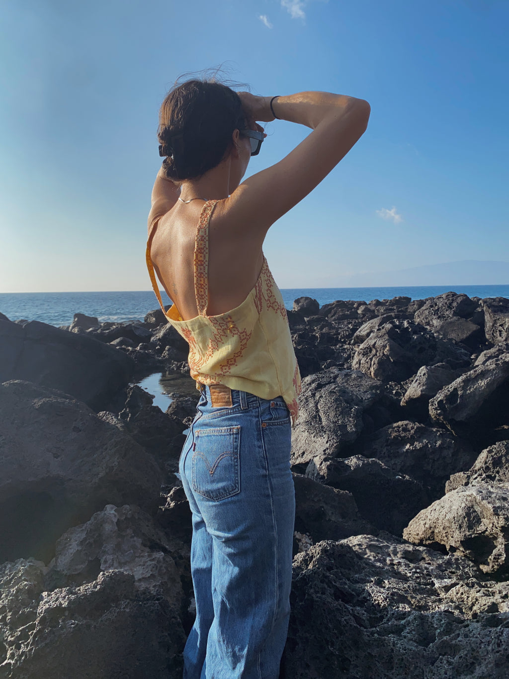 SOLD OUT Yellow Table Cloth Embroidered Tank Top 2