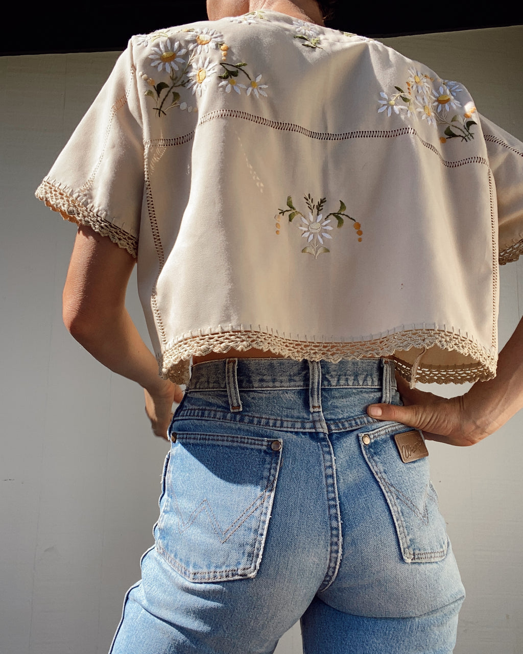 SOLD OUT Lace Trim Embroidered Top