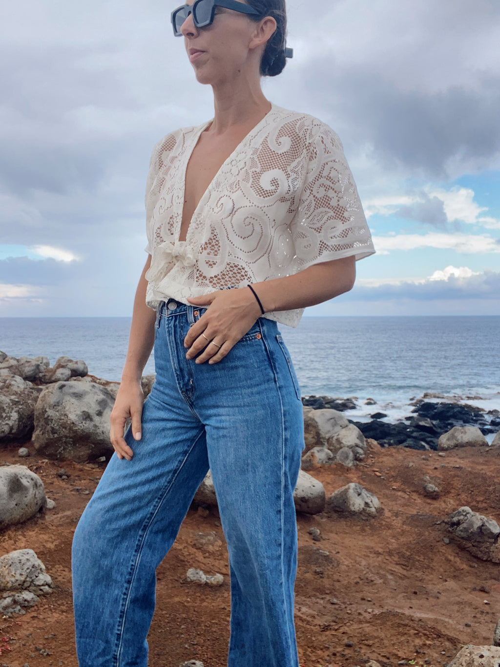 SOLD OUT Floral Lace Tie Top