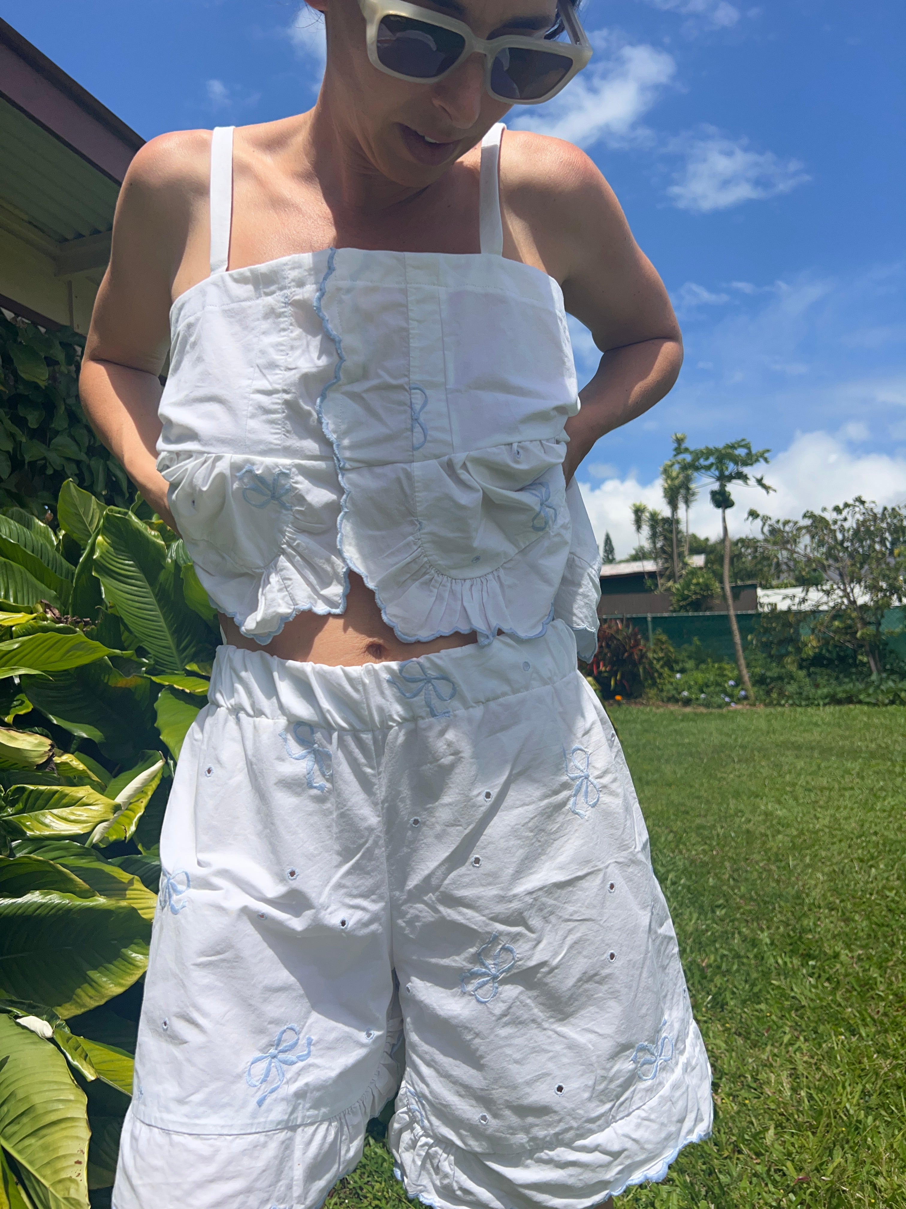 A Pillowcase Top with Embroidered bows