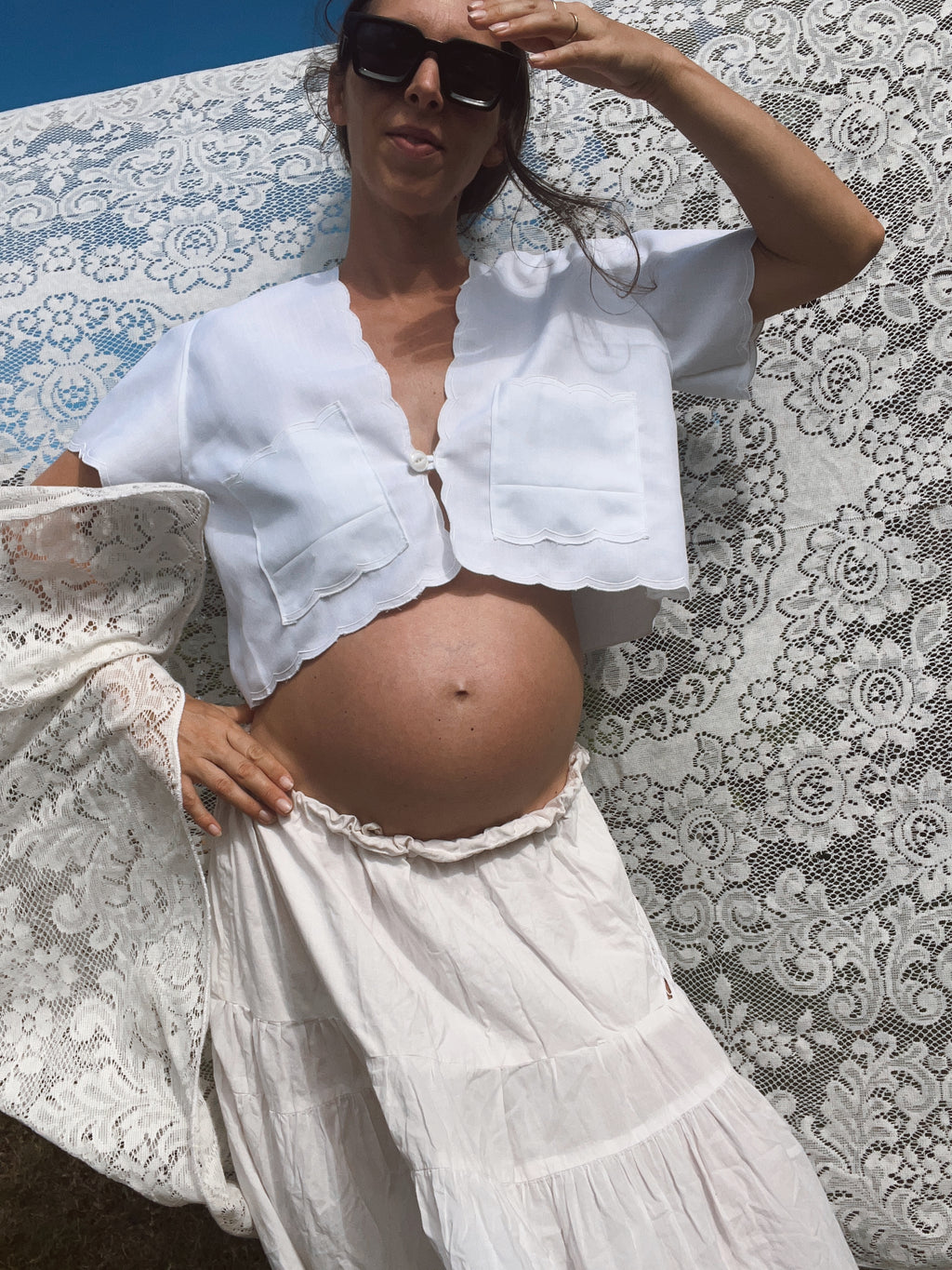 SOLD OUT Scalloped Edge Pocket Crop Top