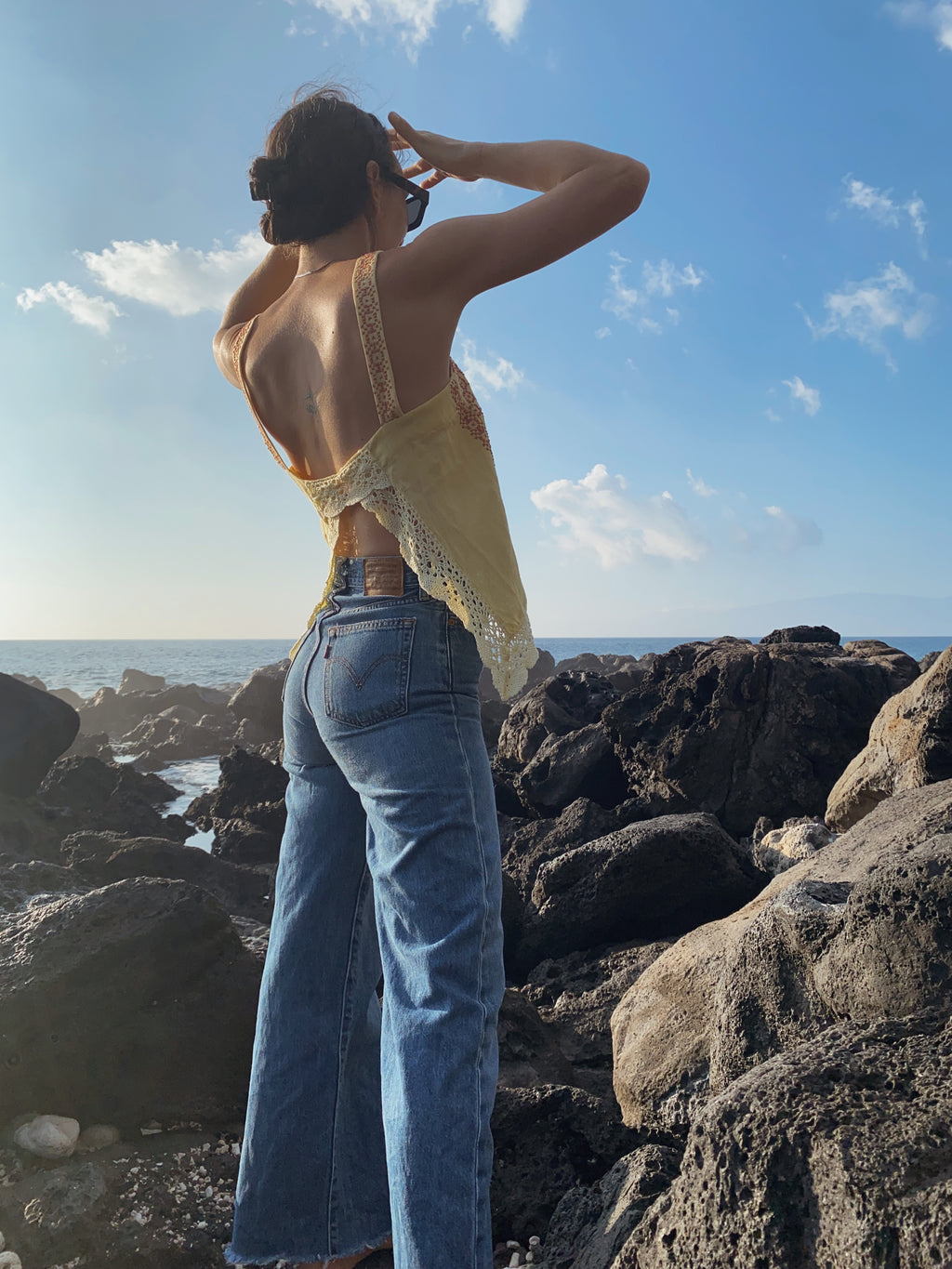 SOLD OUT Yellow Table Cloth Embroidered Tank Top