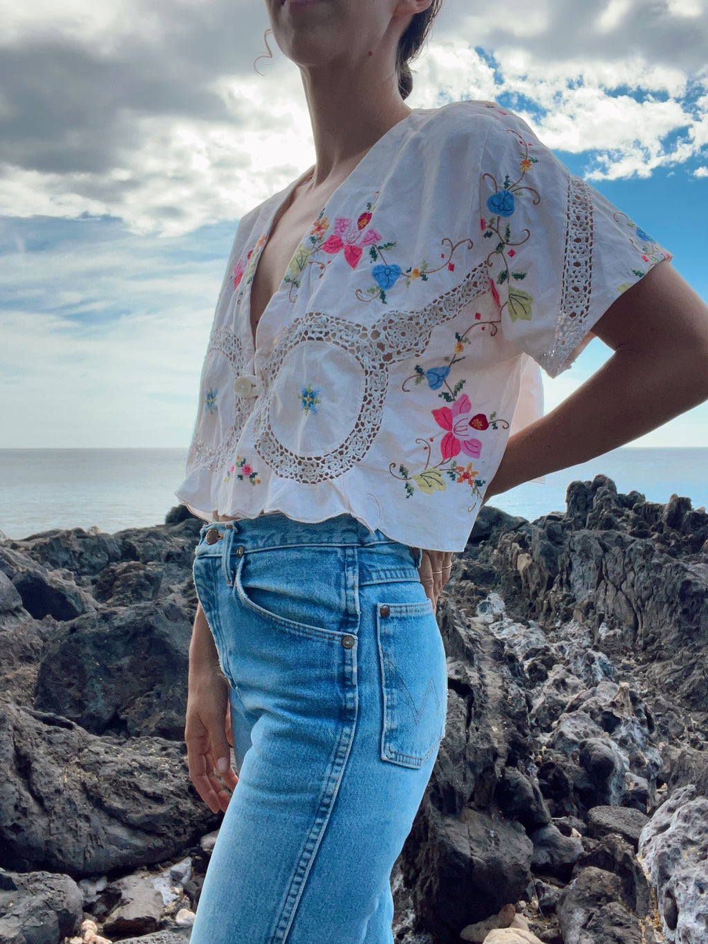 SOLD OUT Table Cloth Embroidered Crop Top 3