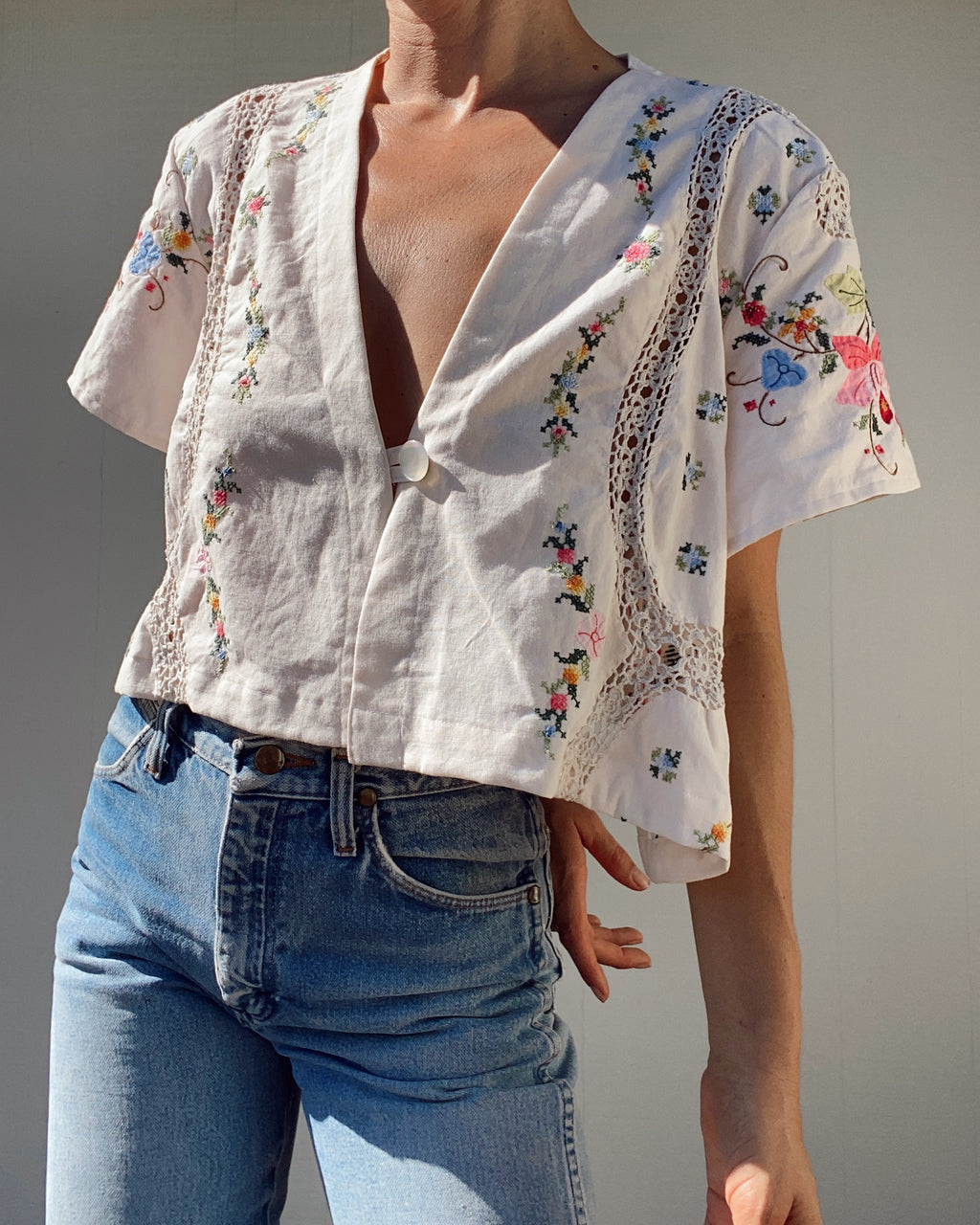 SOLD OUT Table Cloth Embroidered Crop Top 2