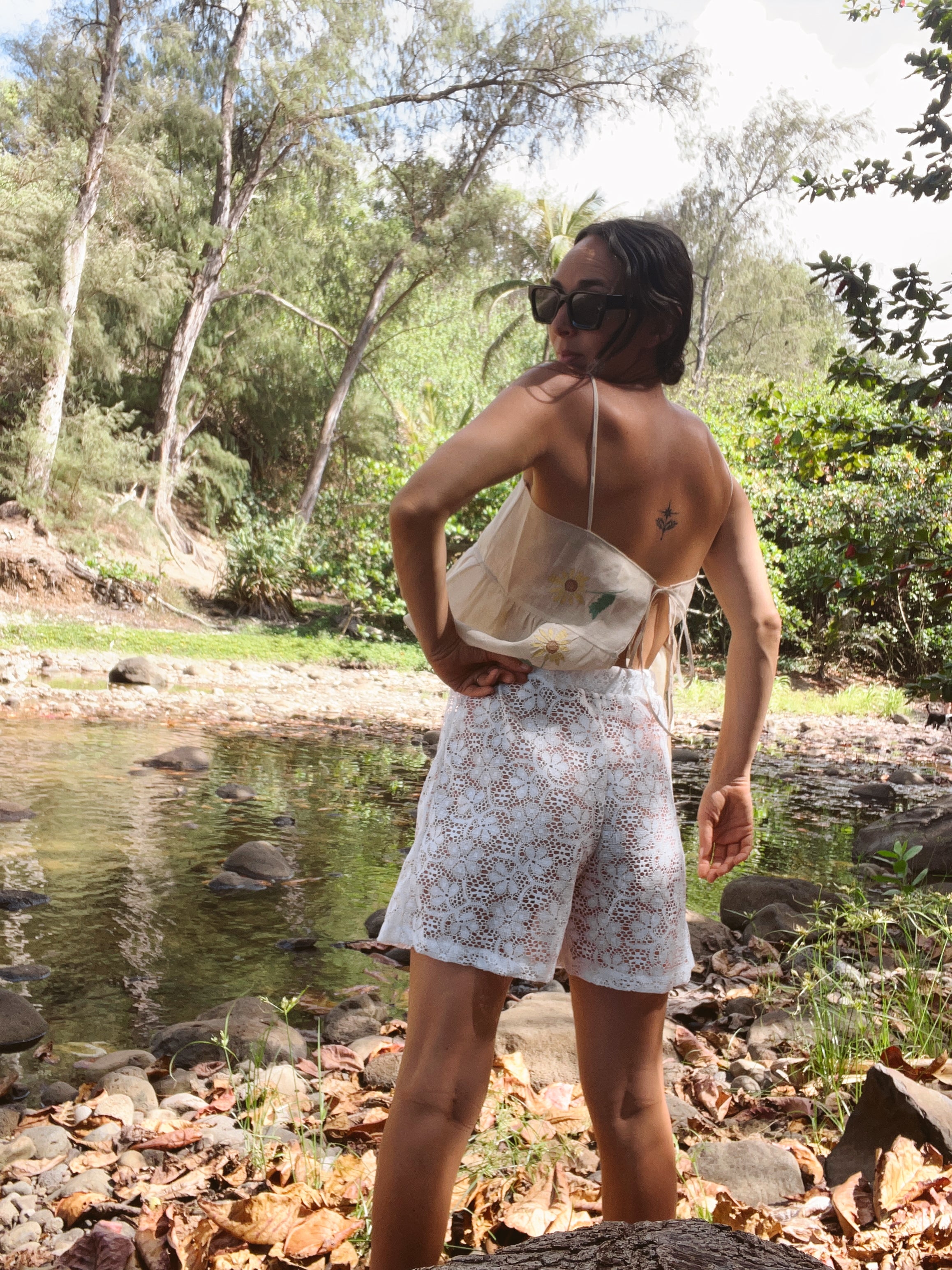 SOLD OUT Sunflower Tie Back Crop Tank Top