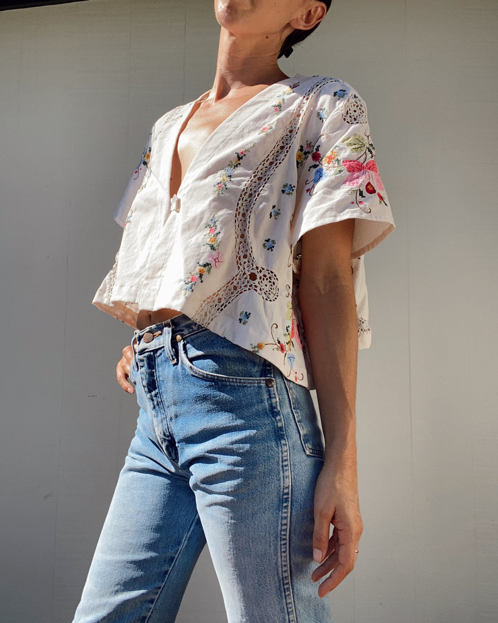 SOLD OUT Table Cloth Embroidered Crop Top 2