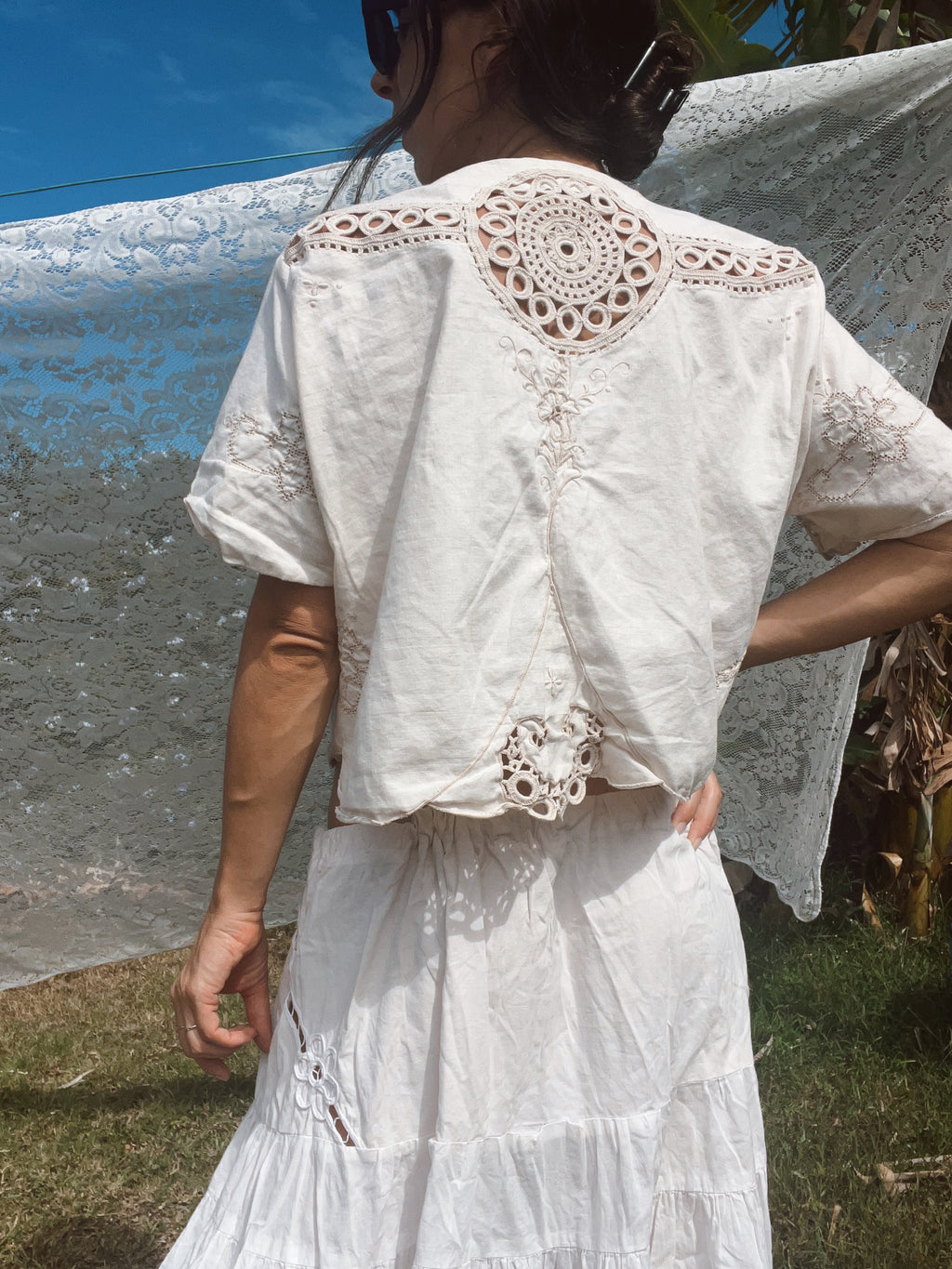 A Floral Embroidered Crop Top