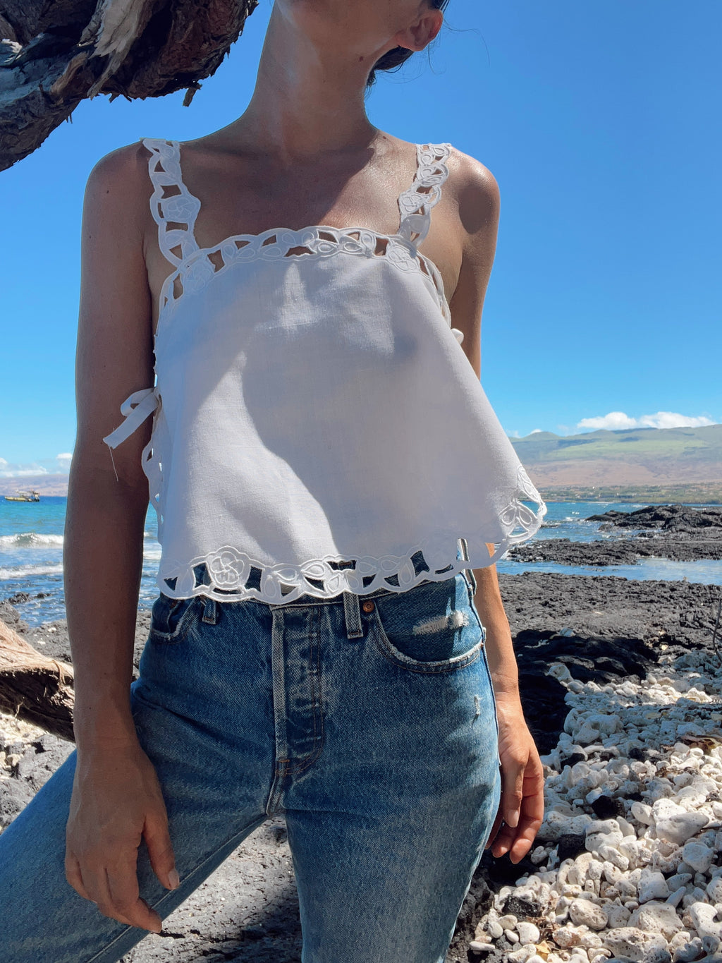 SOLD OUT Tie Side Tank Top with Lace straps