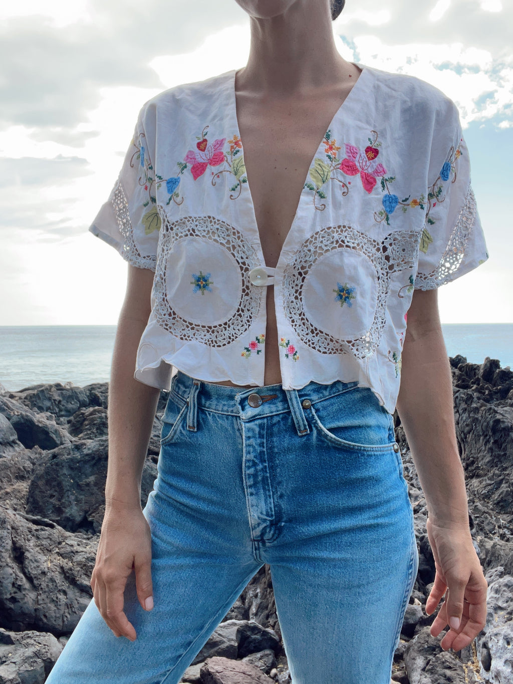 SOLD OUT Table Cloth Embroidered Crop Top 3