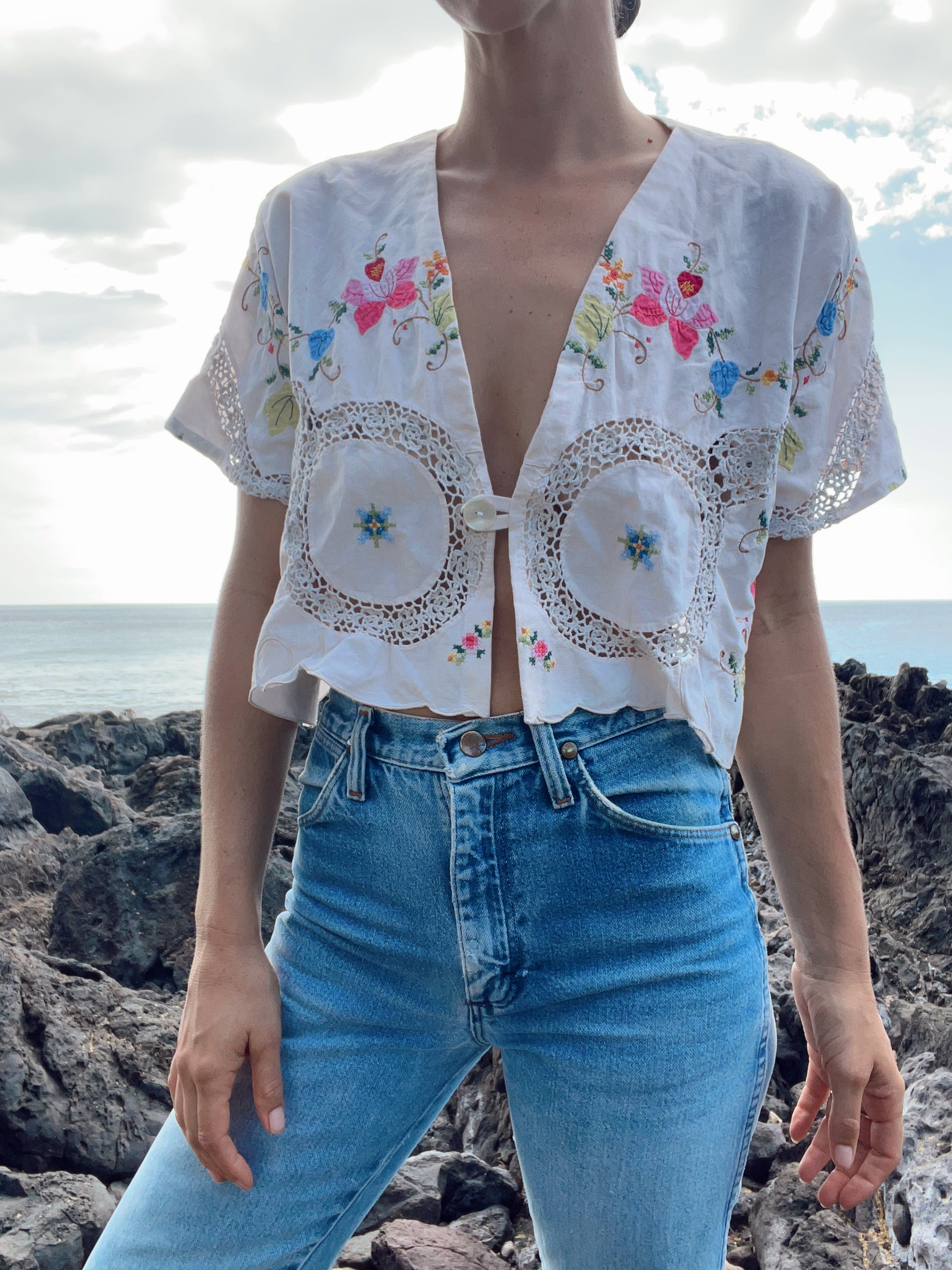SOLD OUT Table Cloth Embroidered Crop Top 3