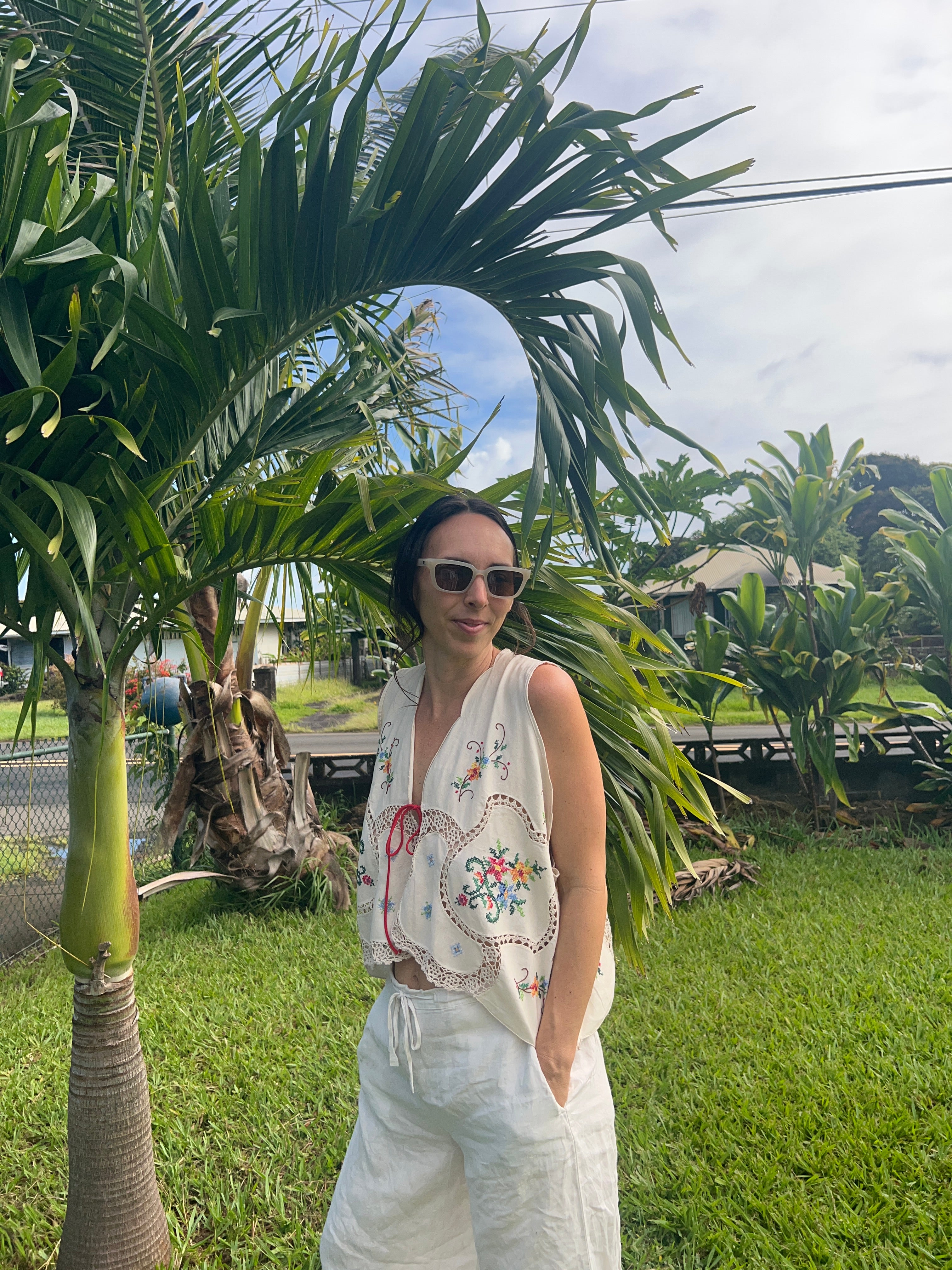 An Embroidered Floral Top