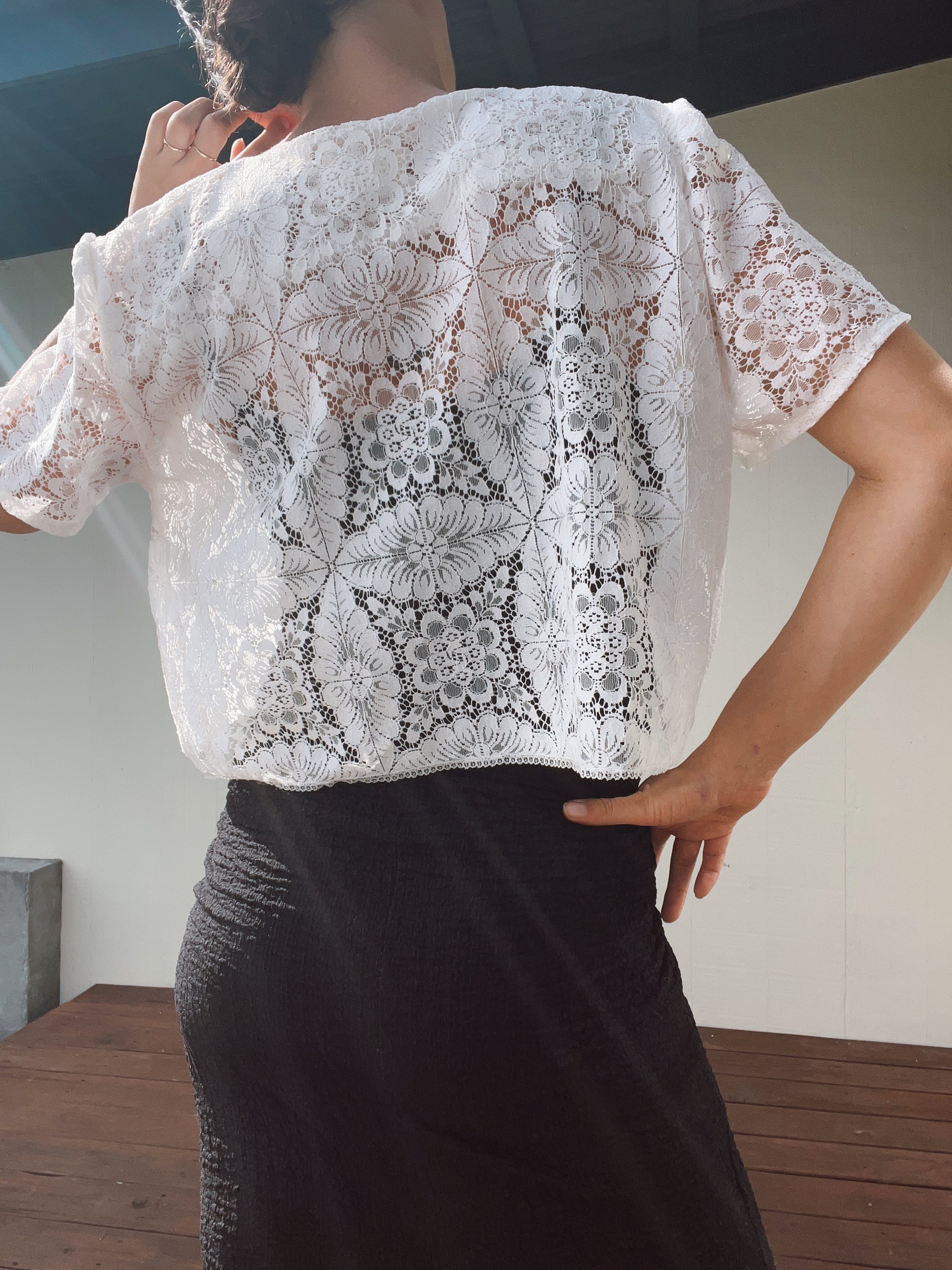 A Lace Button Front Crop Top