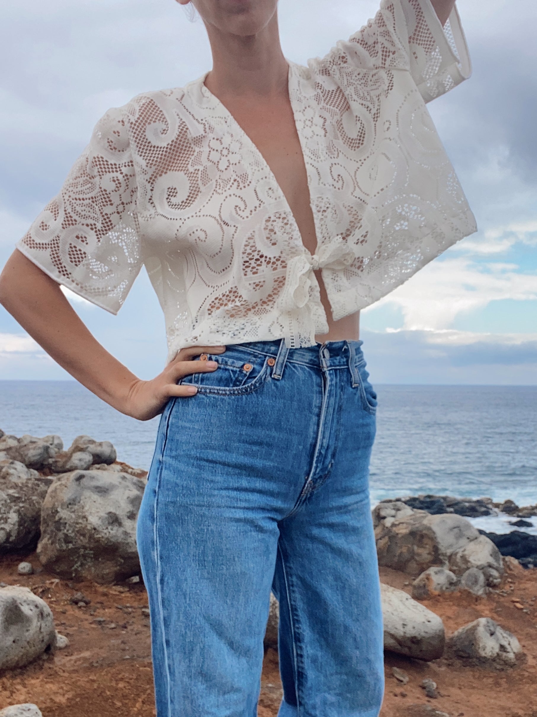 SOLD OUT Floral Lace Tie Top