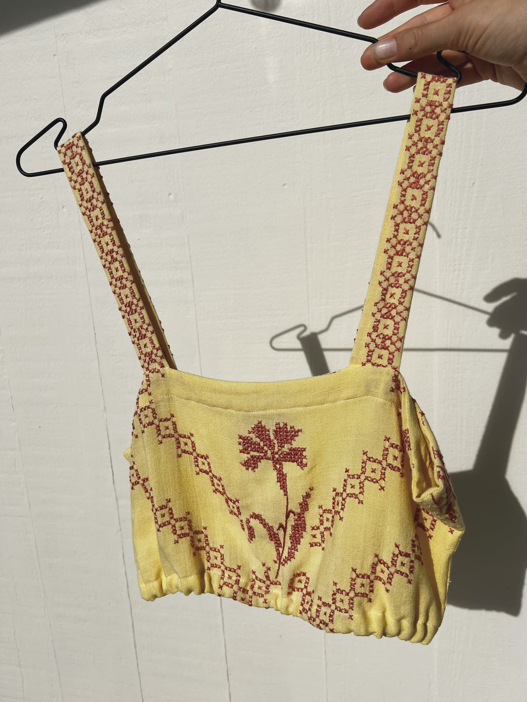 A Bralette top in yellow embroidered