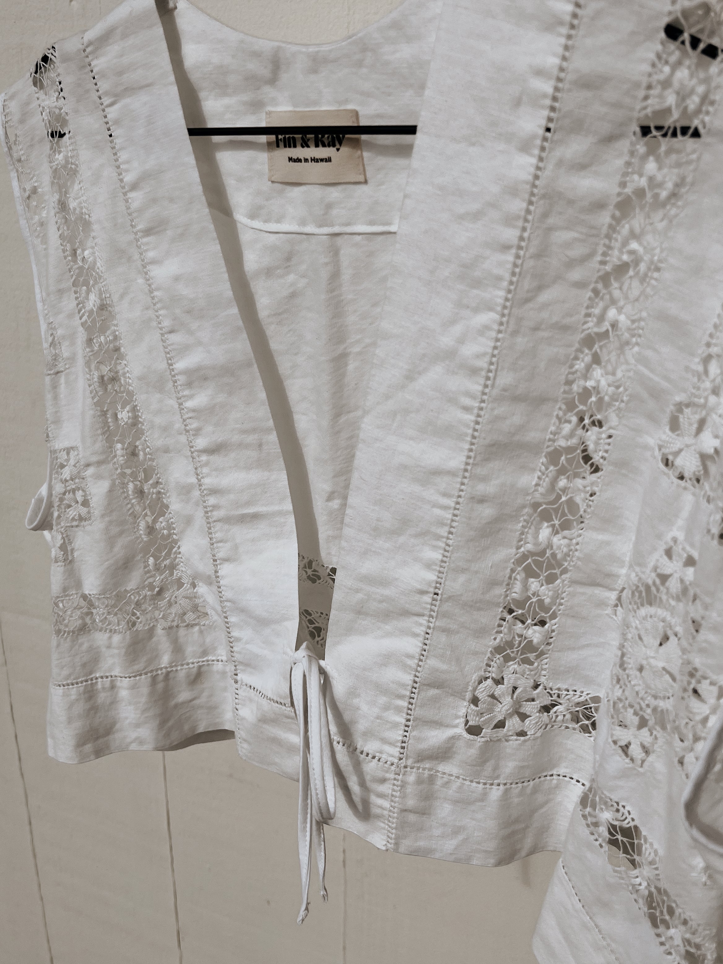 A Tie Front Embroidered Vest Top