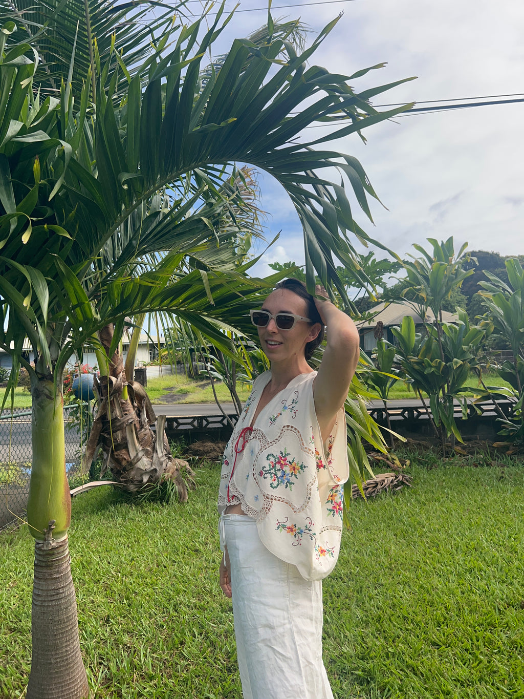 An Embroidered Floral Top