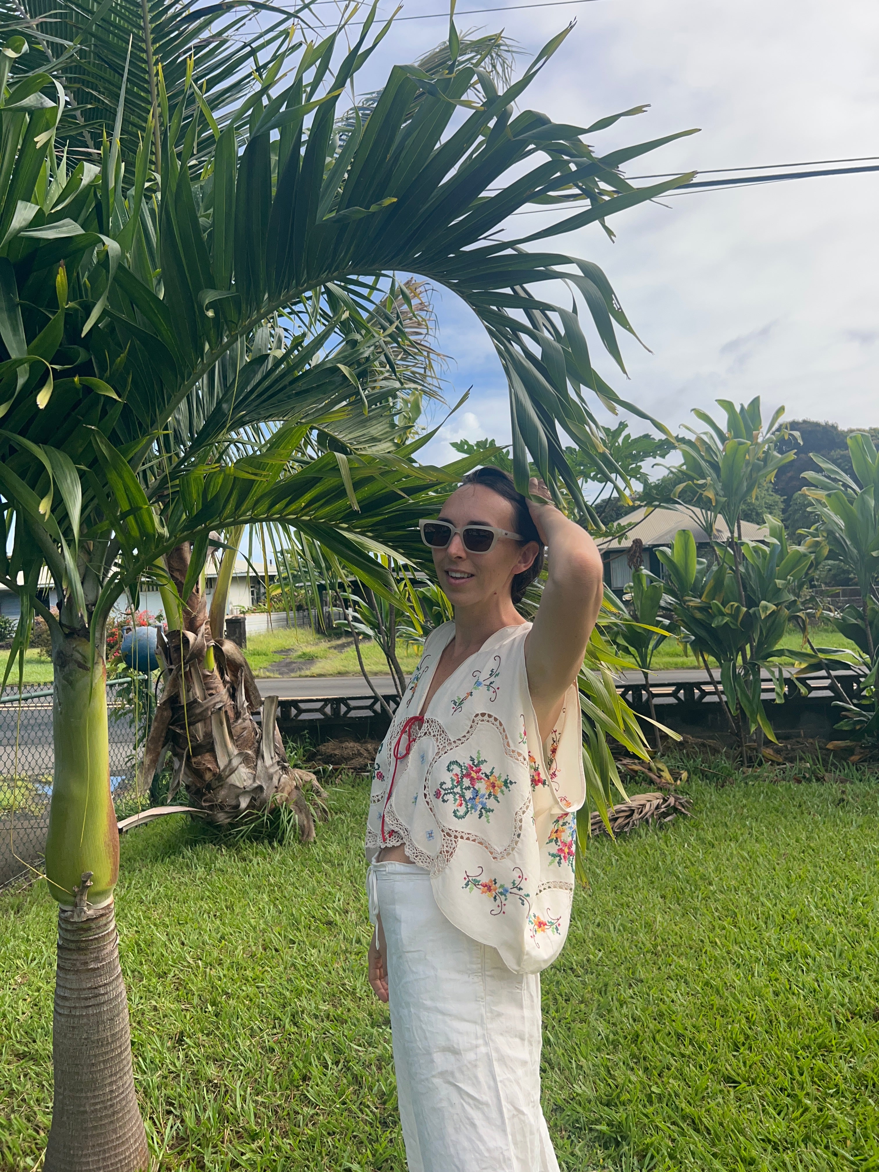 An Embroidered Floral Top