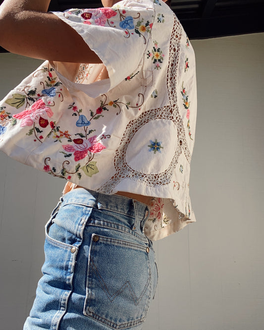 Table Cloth Embroidered Crop Top 2