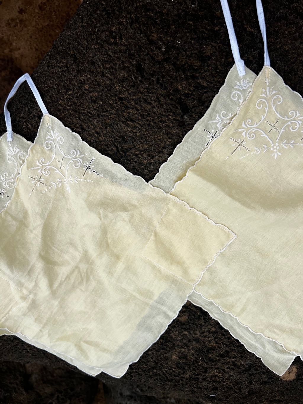 A Hand Kerchief Embroidered Yellow Top