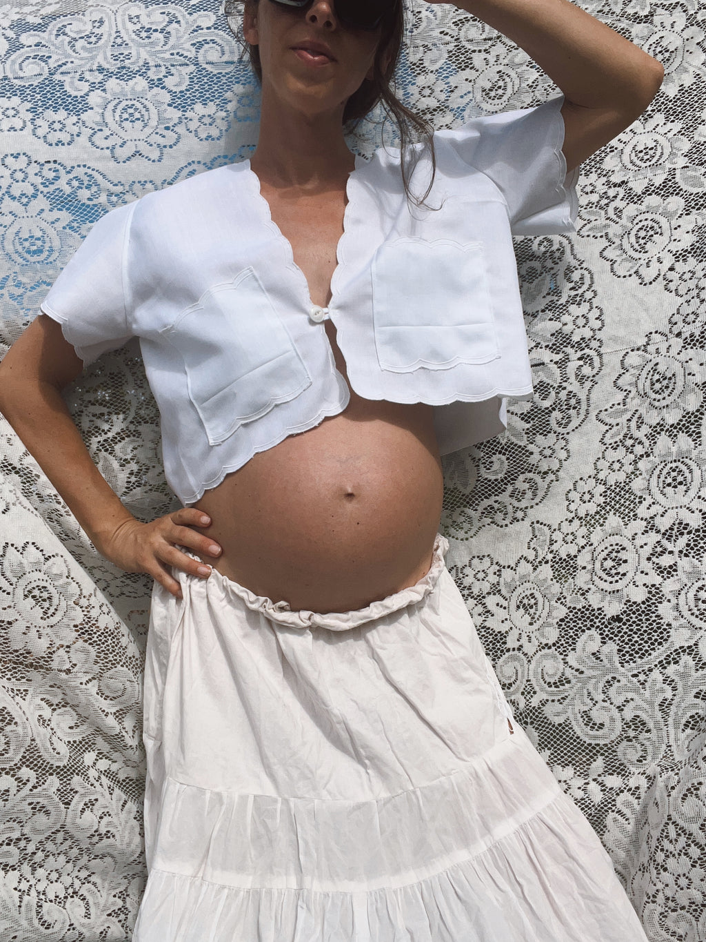 SOLD OUT Scalloped Edge Pocket Crop Top