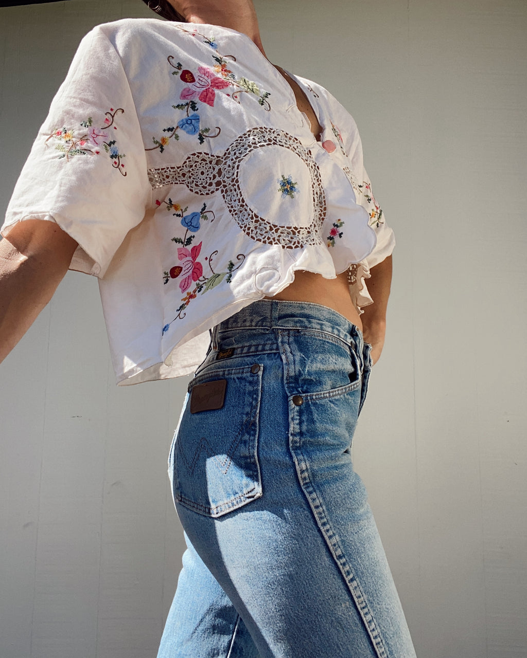 SOLD OUT Table cloth Embroidered Crop Top