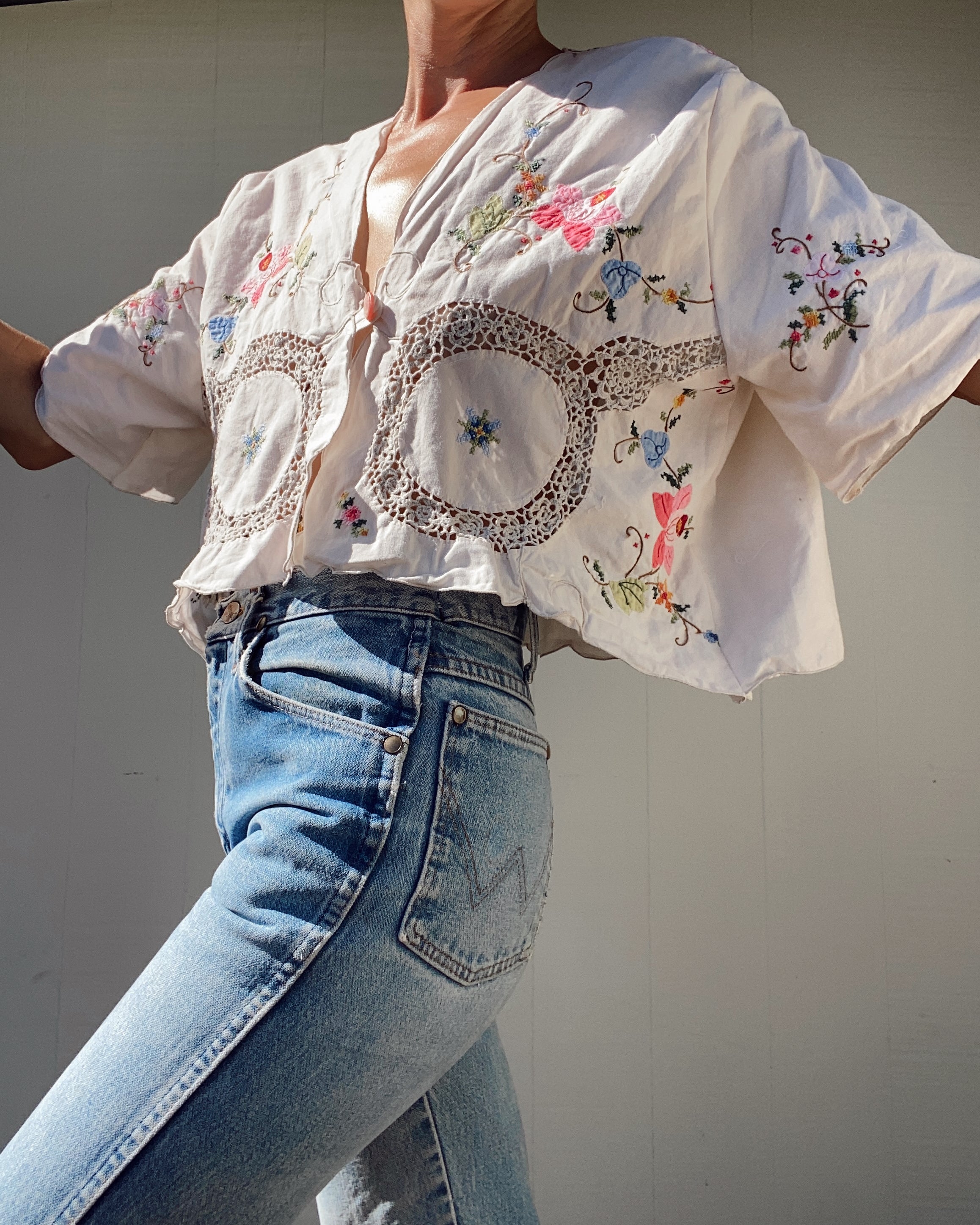 SOLD OUT Table cloth Embroidered Crop Top