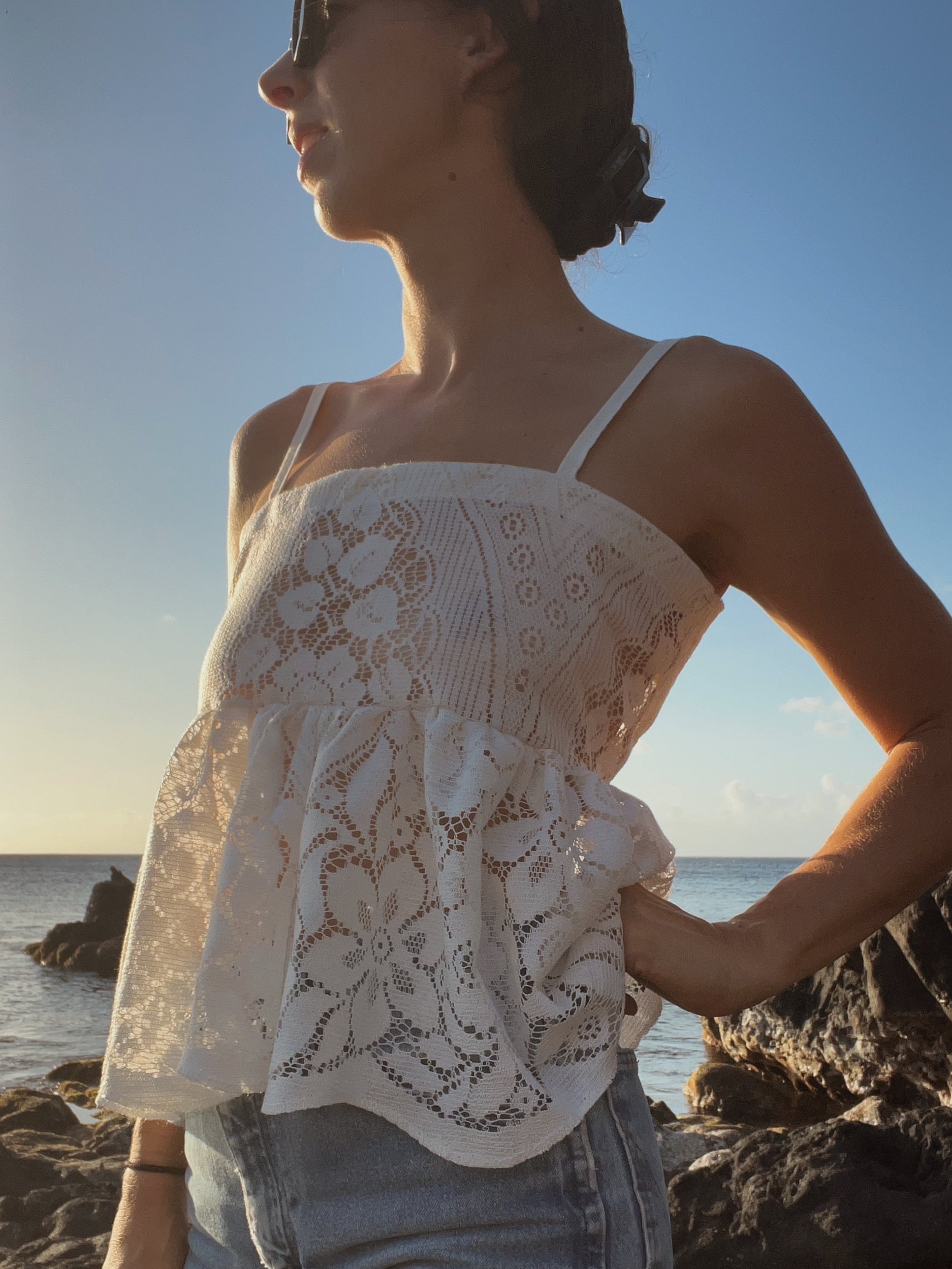 SOLD OUT Lace Peplum Tie Back Top