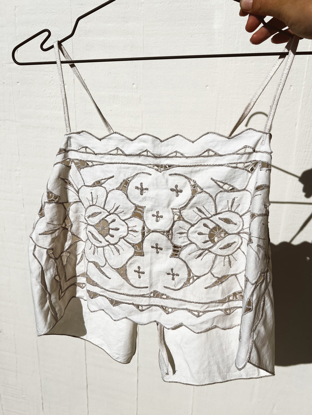 A Tie Back Embroidered Lace Tank Top