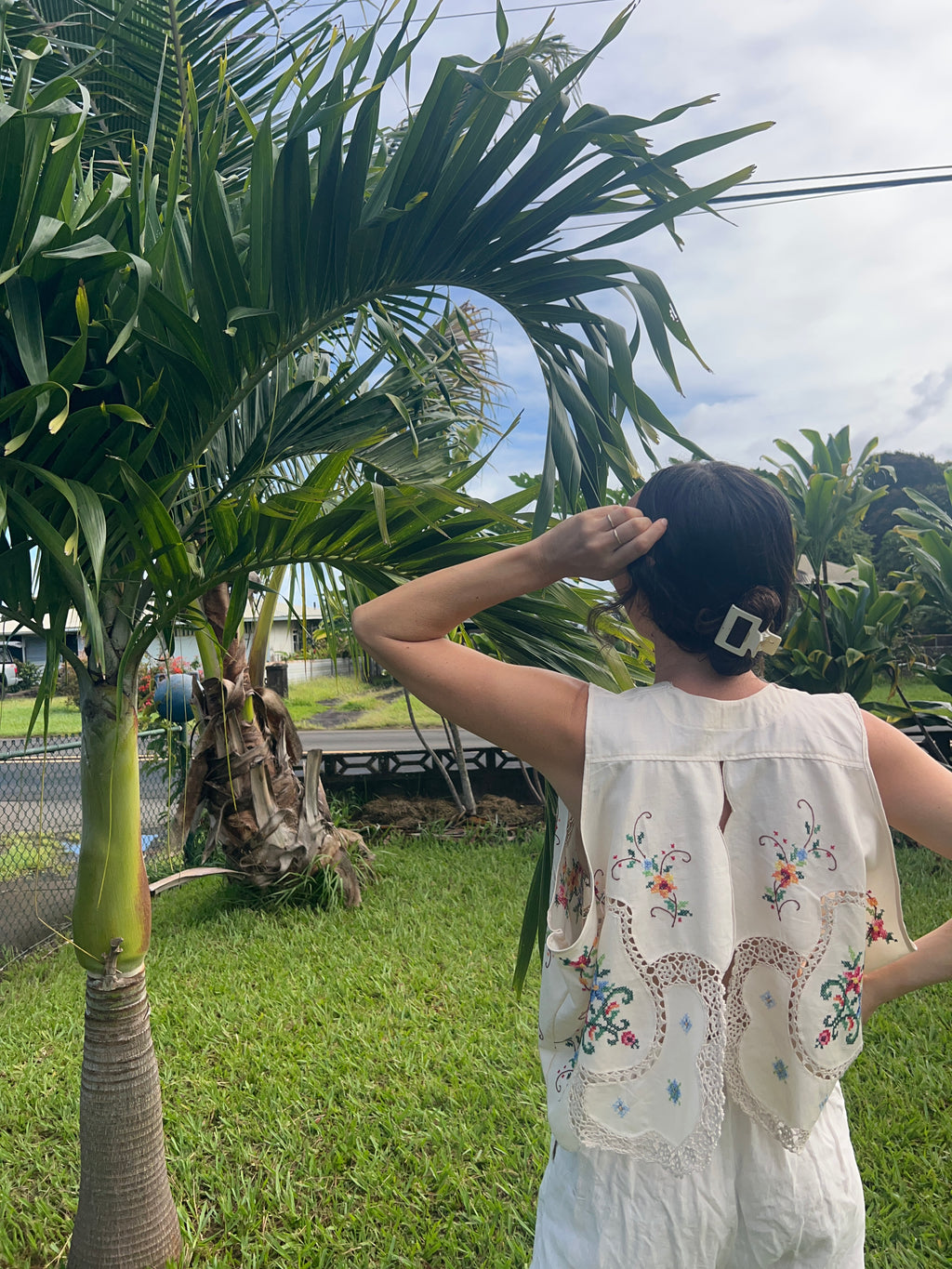 An Embroidered Floral Top