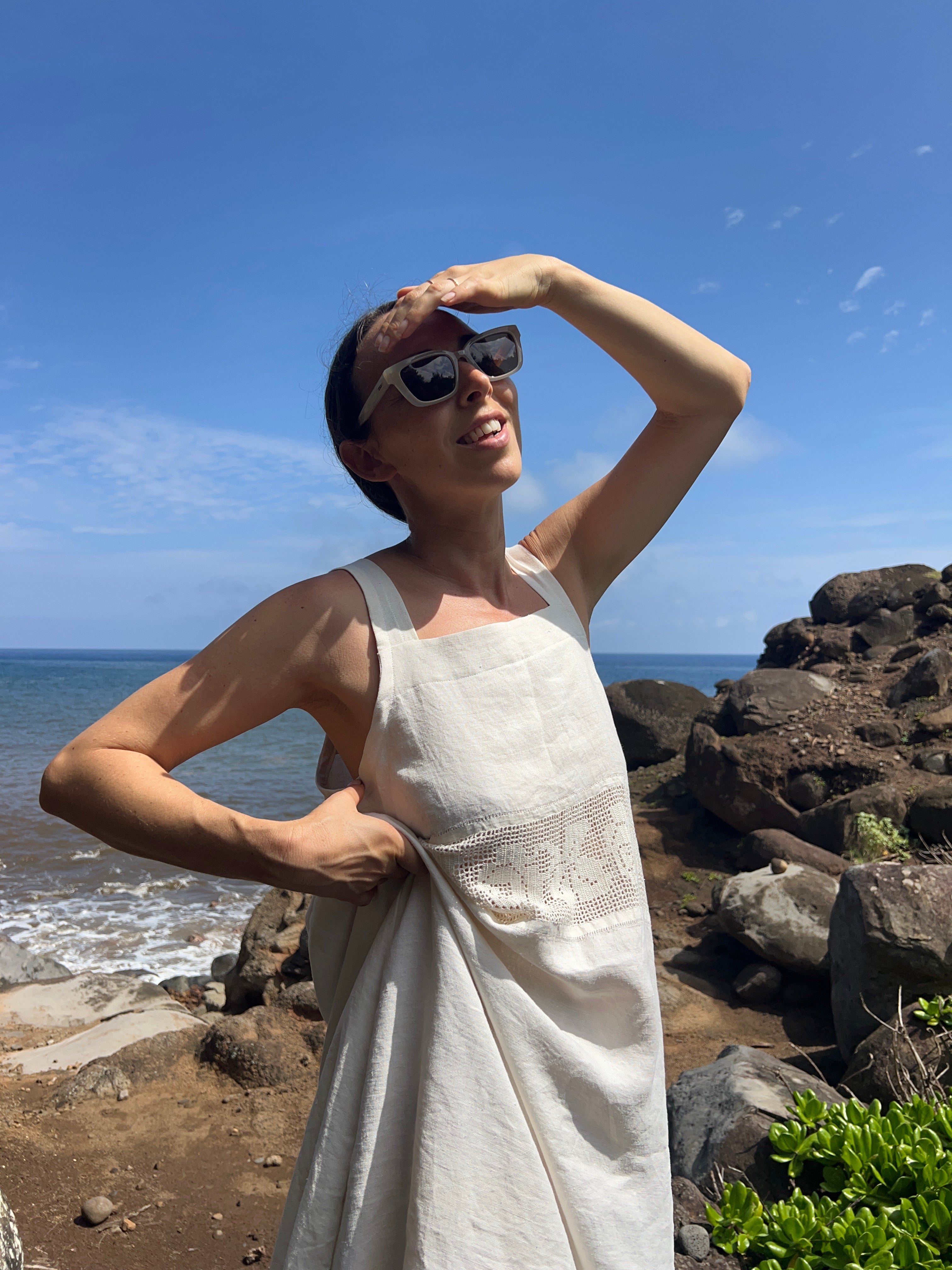 A Crochet Edge Linen Dress