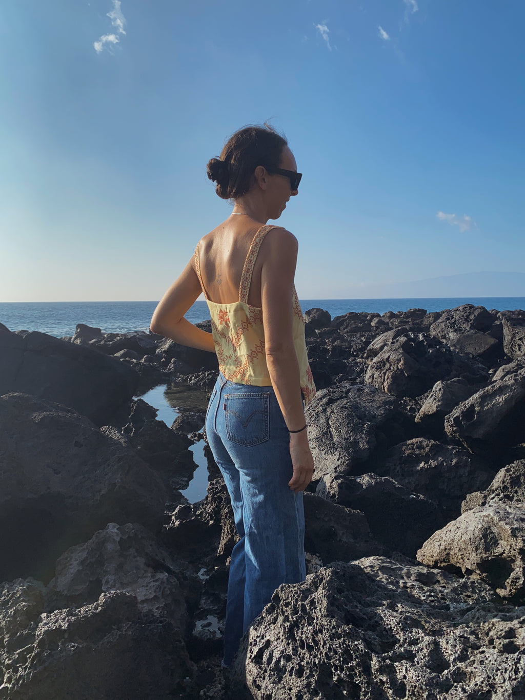 SOLD OUT Yellow Table Cloth Embroidered Tank Top 2