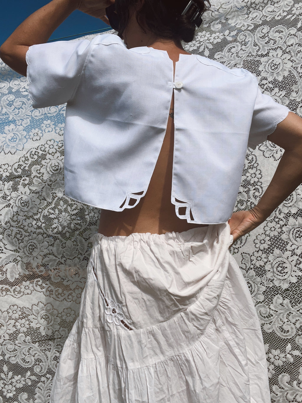 SOLD OUT Scalloped Edge Pocket Crop Top