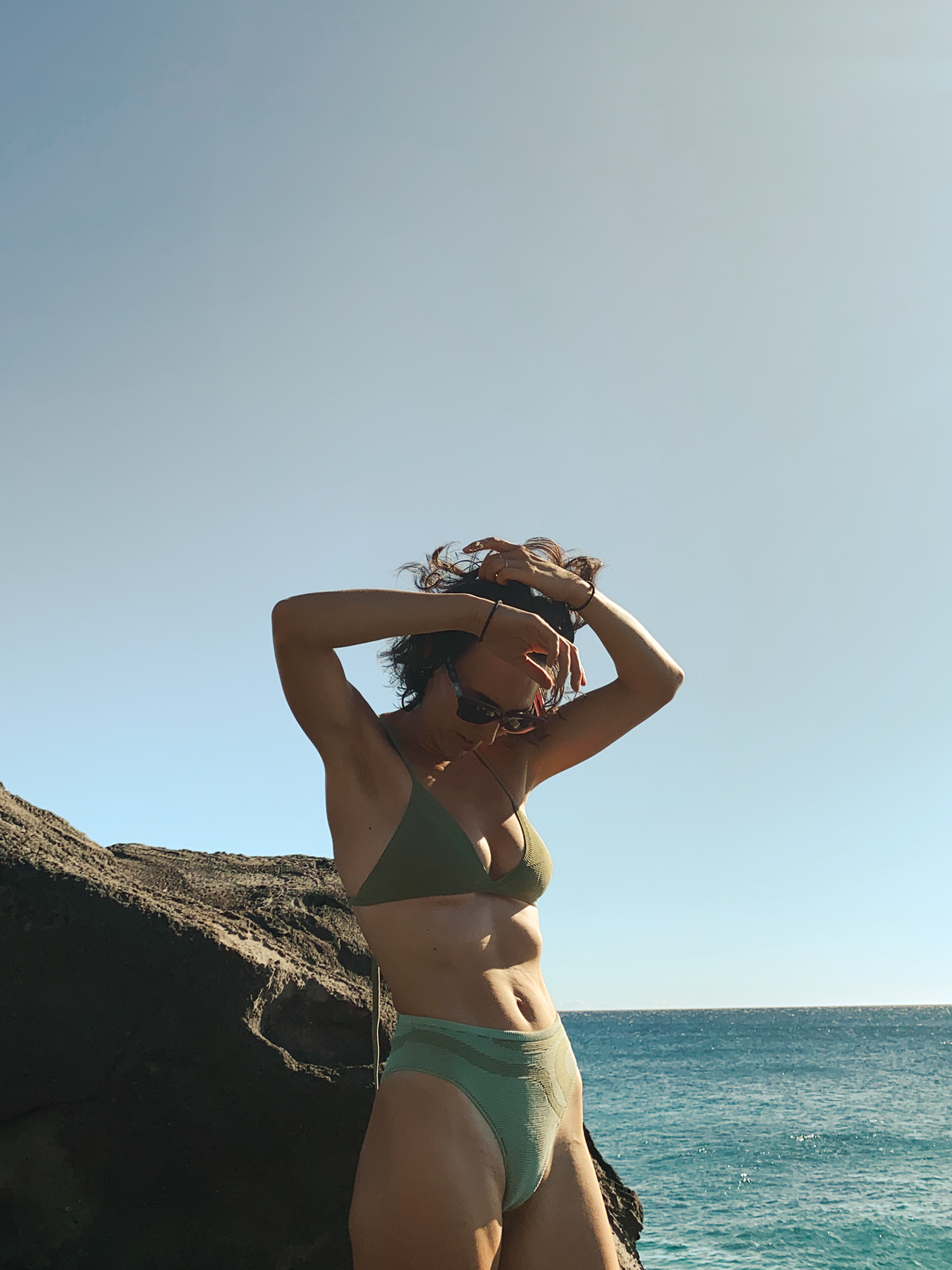 Rhea Adjustable Bikini Top in Olive 1
